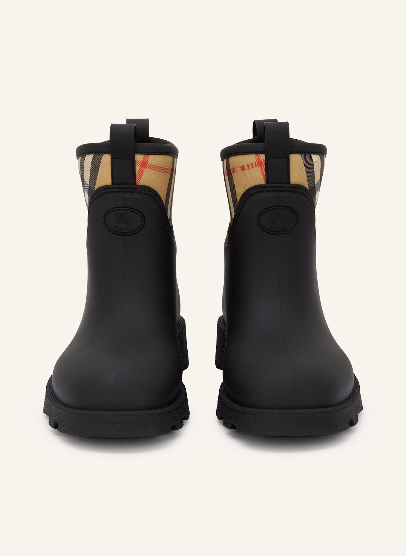 BURBERRY Gummistiefel MARSH STAMP: SCHWARZ / HELLBRAUN / ROT