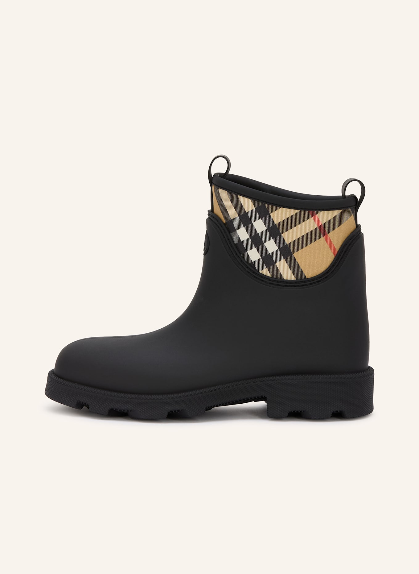 BURBERRY Gummistiefel MARSH STAMP: SCHWARZ / HELLBRAUN / ROT