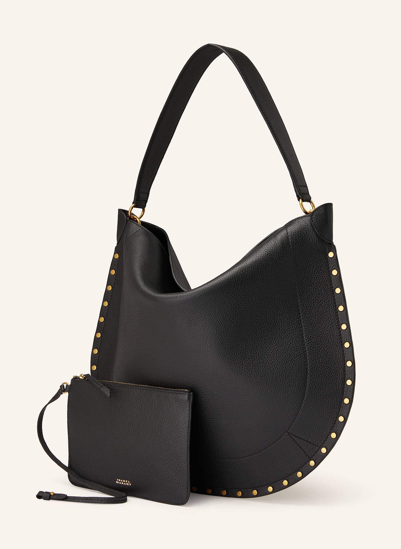 ISABEL MARANT Torba worek OSKAN z saszetką i ćwiekami: CZARNY