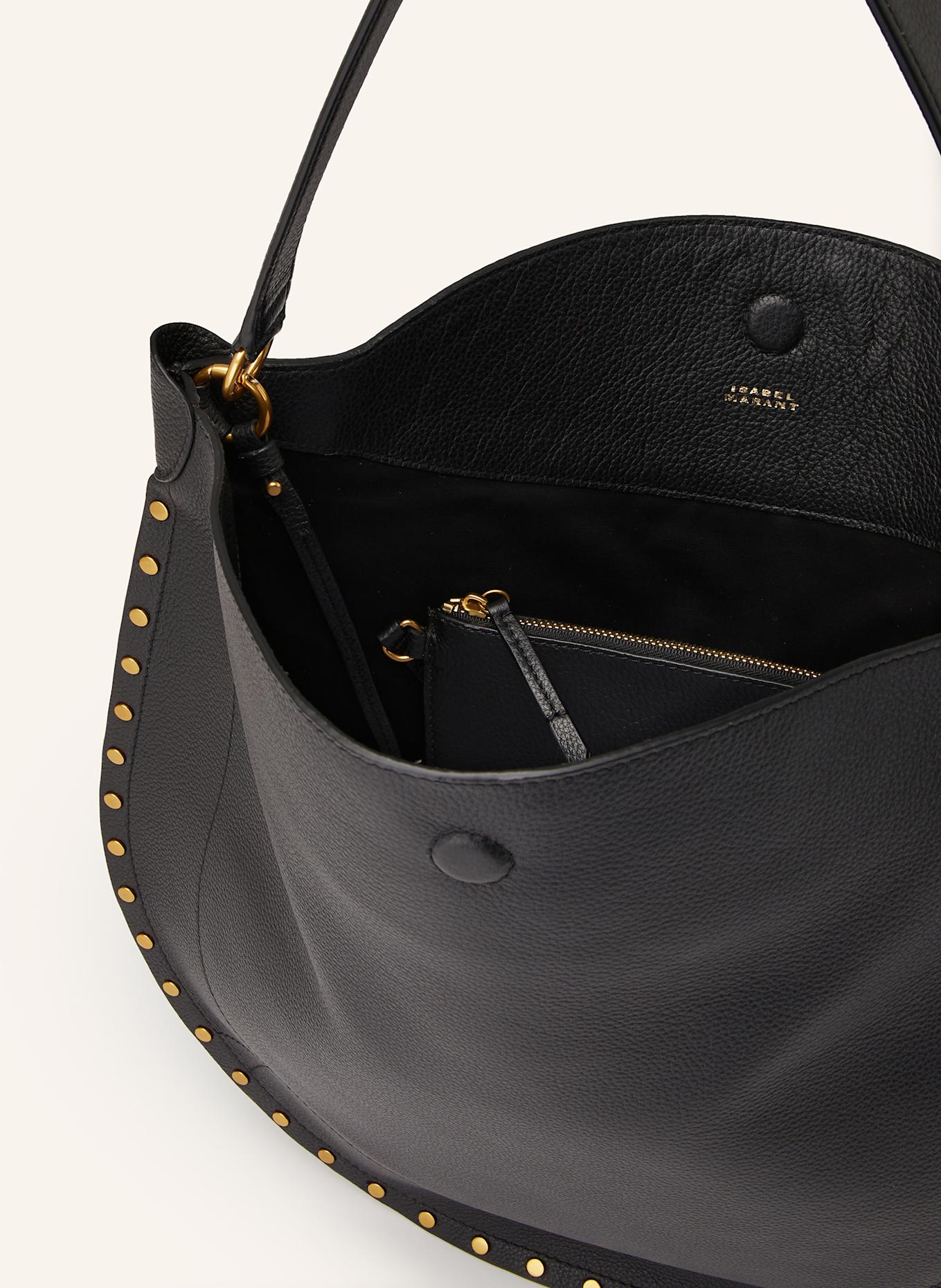 ISABEL MARANT Torba worek OSKAN z saszetką i ćwiekami: CZARNY