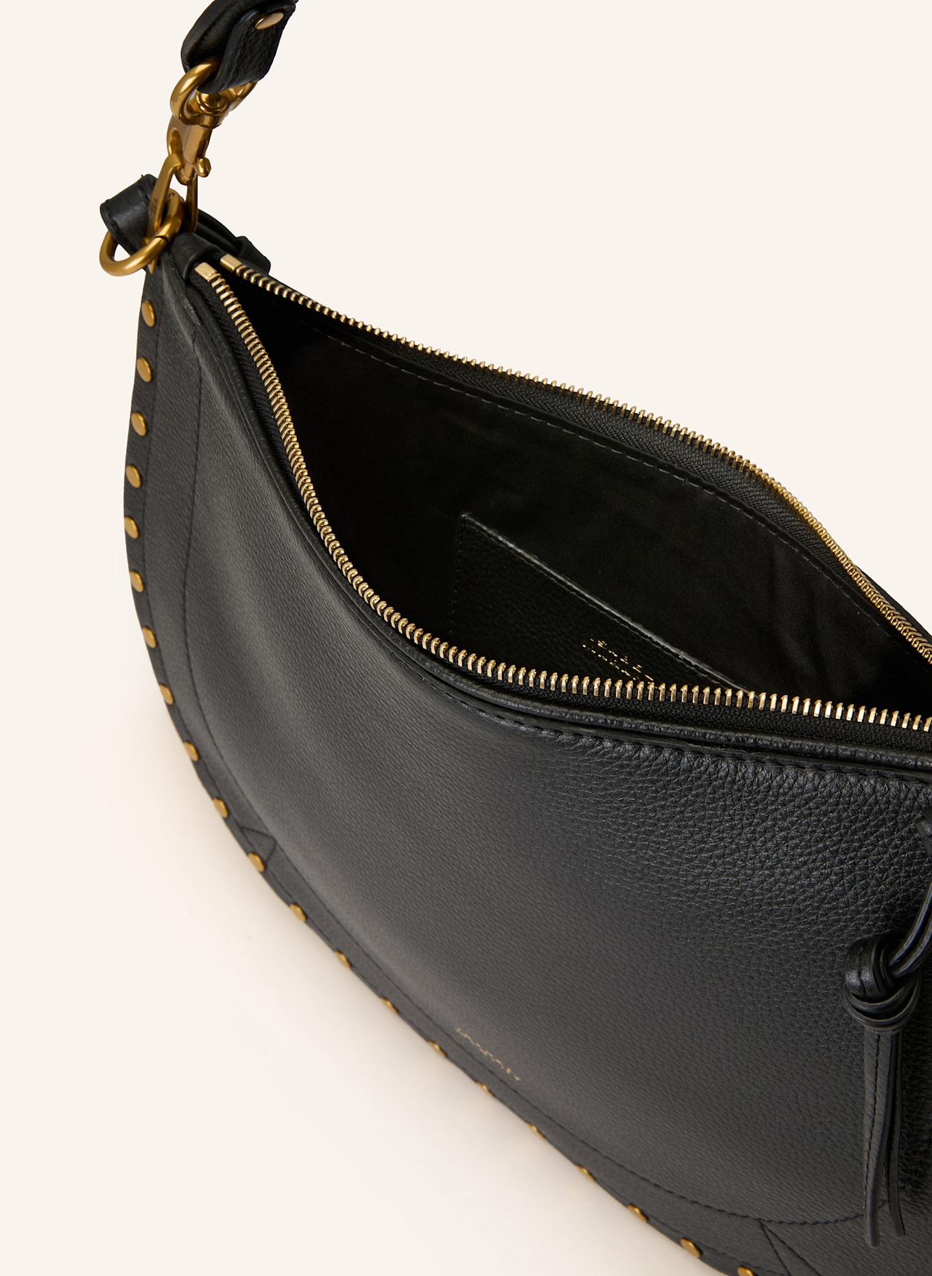 ISABEL MARANT Torba na ramię OSKAN z ćwiekami: CZARNY