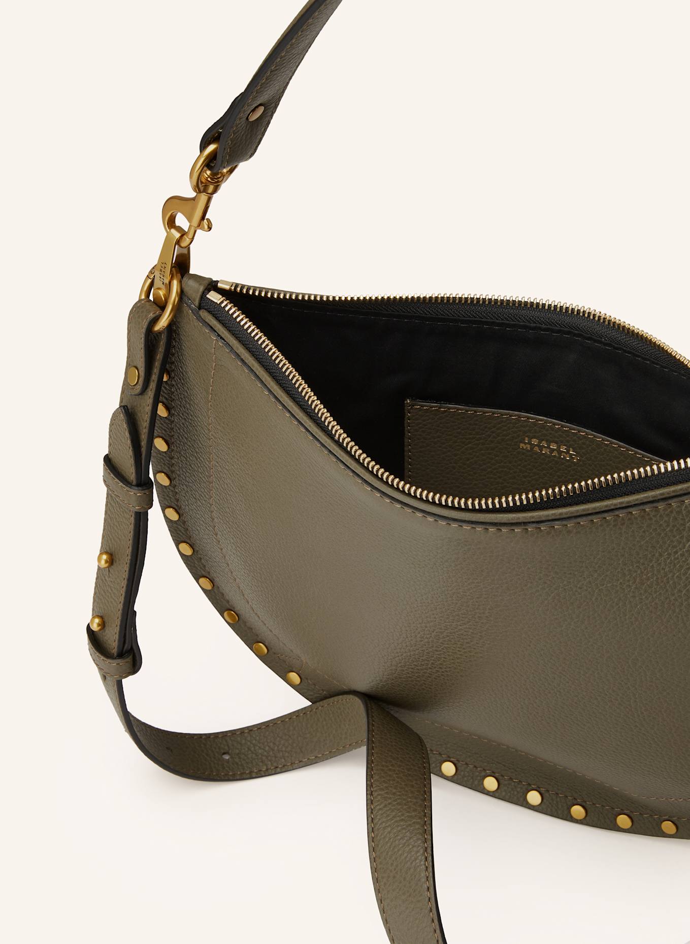 ISABEL MARANT Torba na ramię OSKAN z ćwiekami: KHAKI