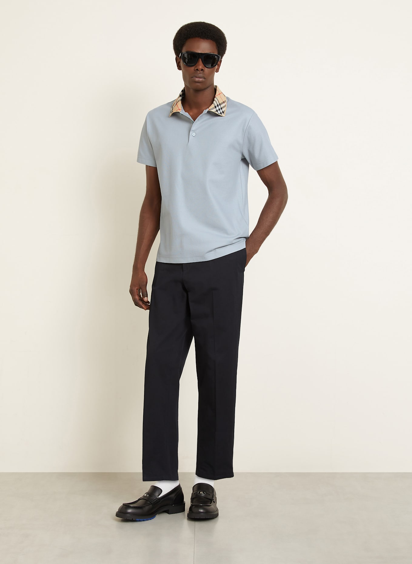 BURBERRY Koszulka polo z piki slim fit: SZARONIEBIESKI