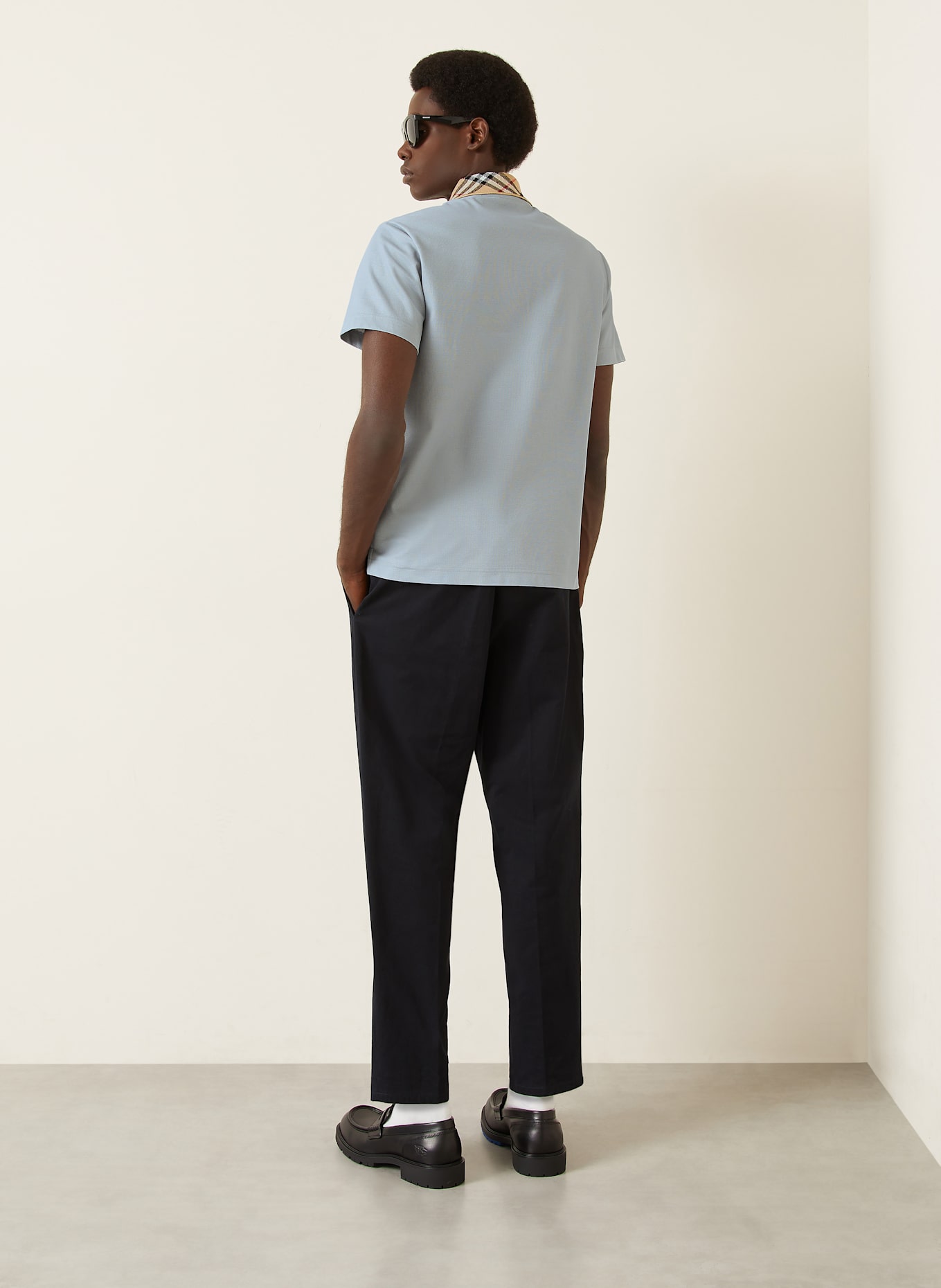 BURBERRY Koszulka polo z piki slim fit: SZARONIEBIESKI