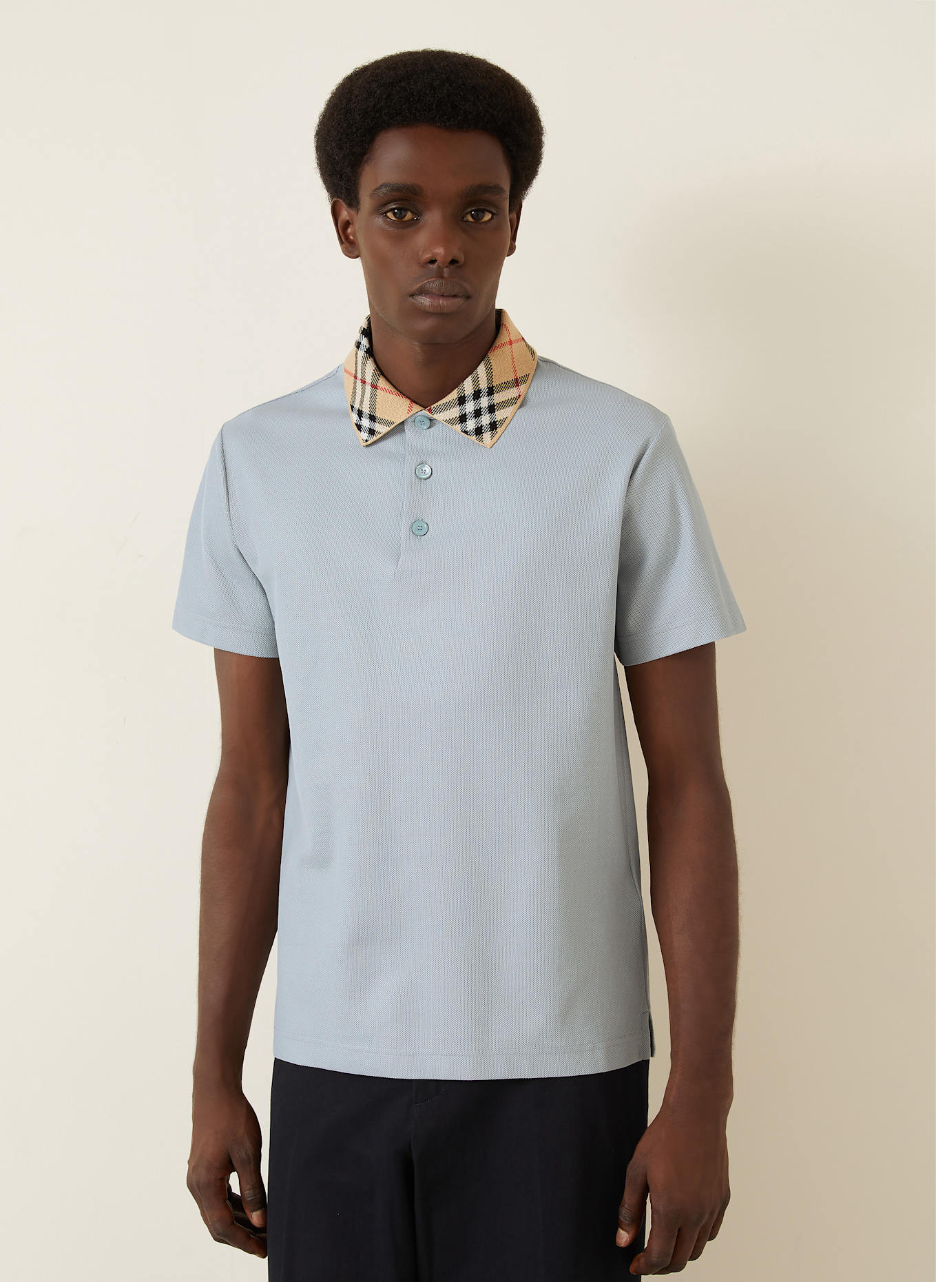 BURBERRY Koszulka polo z piki slim fit: SZARONIEBIESKI