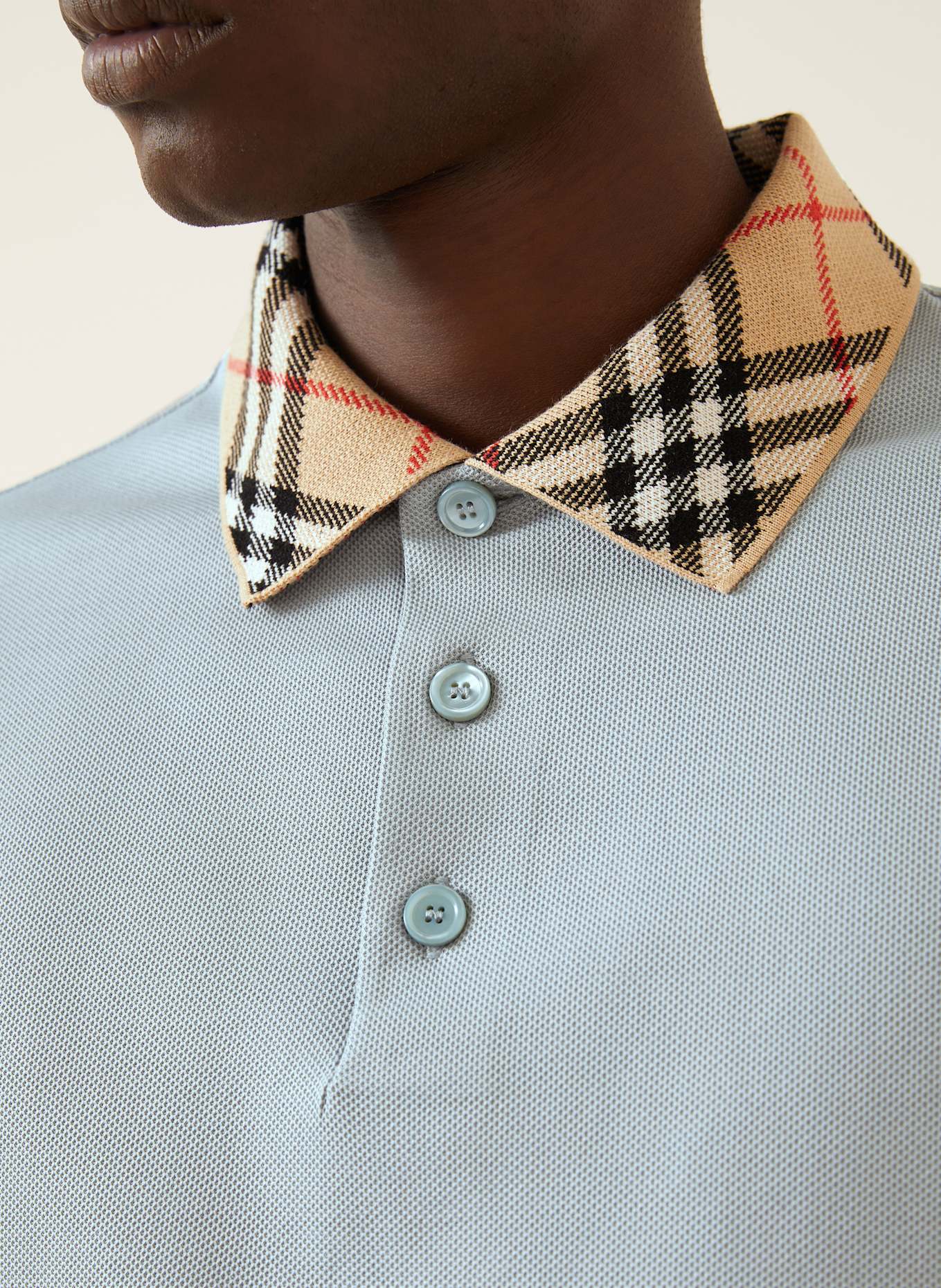 BURBERRY Koszulka polo z piki slim fit: SZARONIEBIESKI