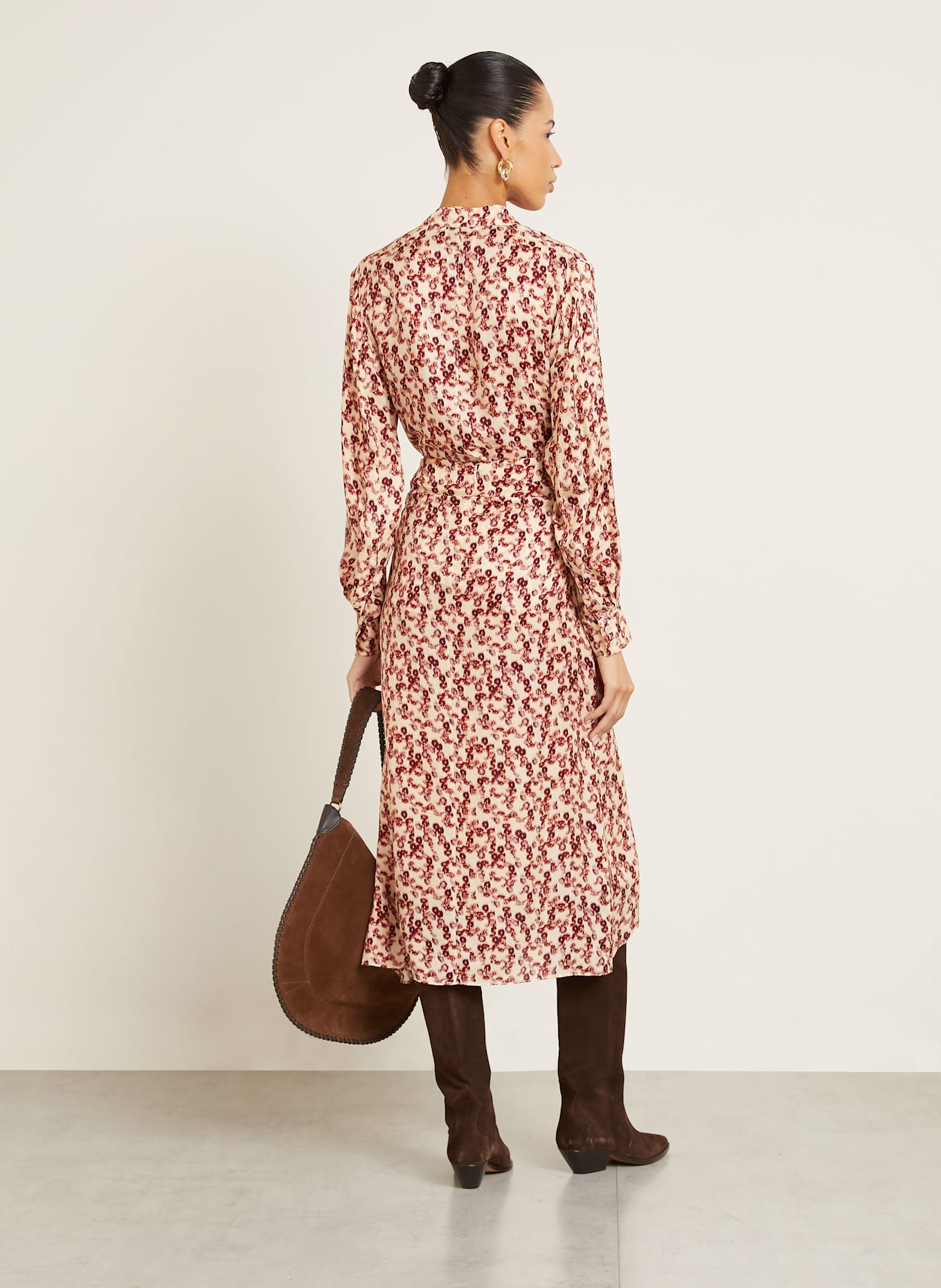 ISABEL MARANT Jacquard-Rock LISANNE mit Seide: CREME / DUNKELROT