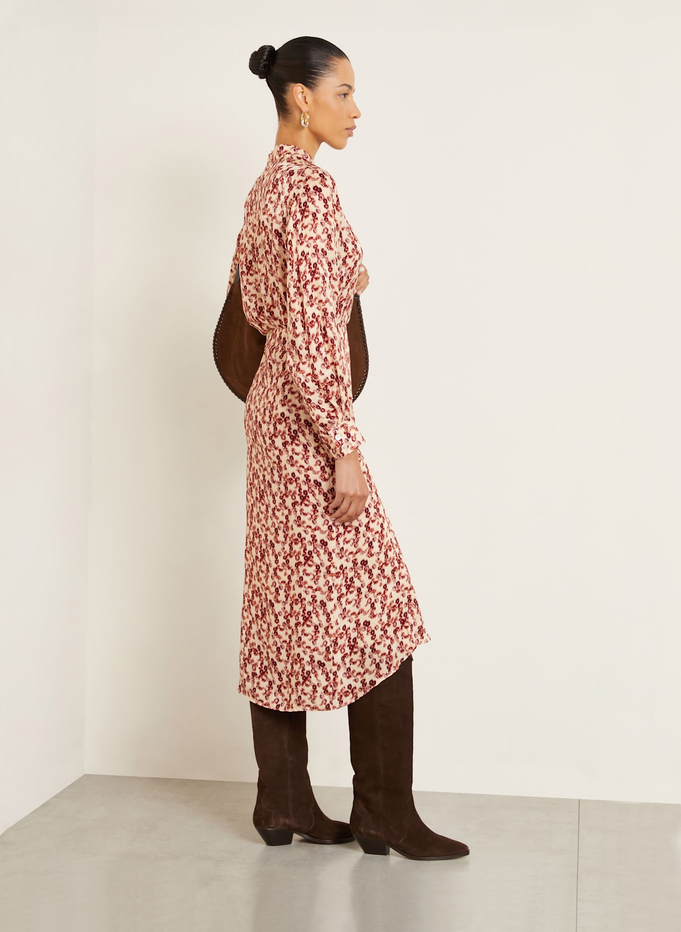 ISABEL MARANT Jacquard-Rock LISANNE mit Seide: CREME / DUNKELROT