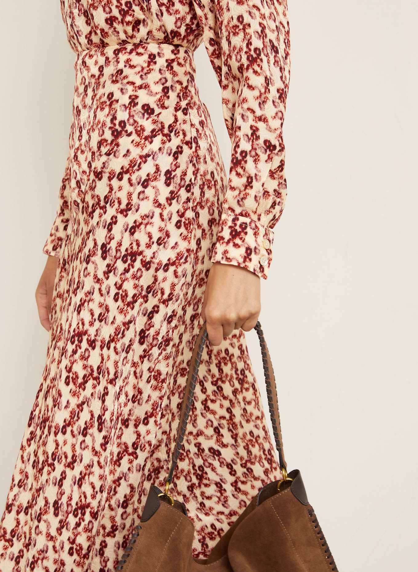 ISABEL MARANT Jacquard-Rock LISANNE mit Seide: CREME / DUNKELROT