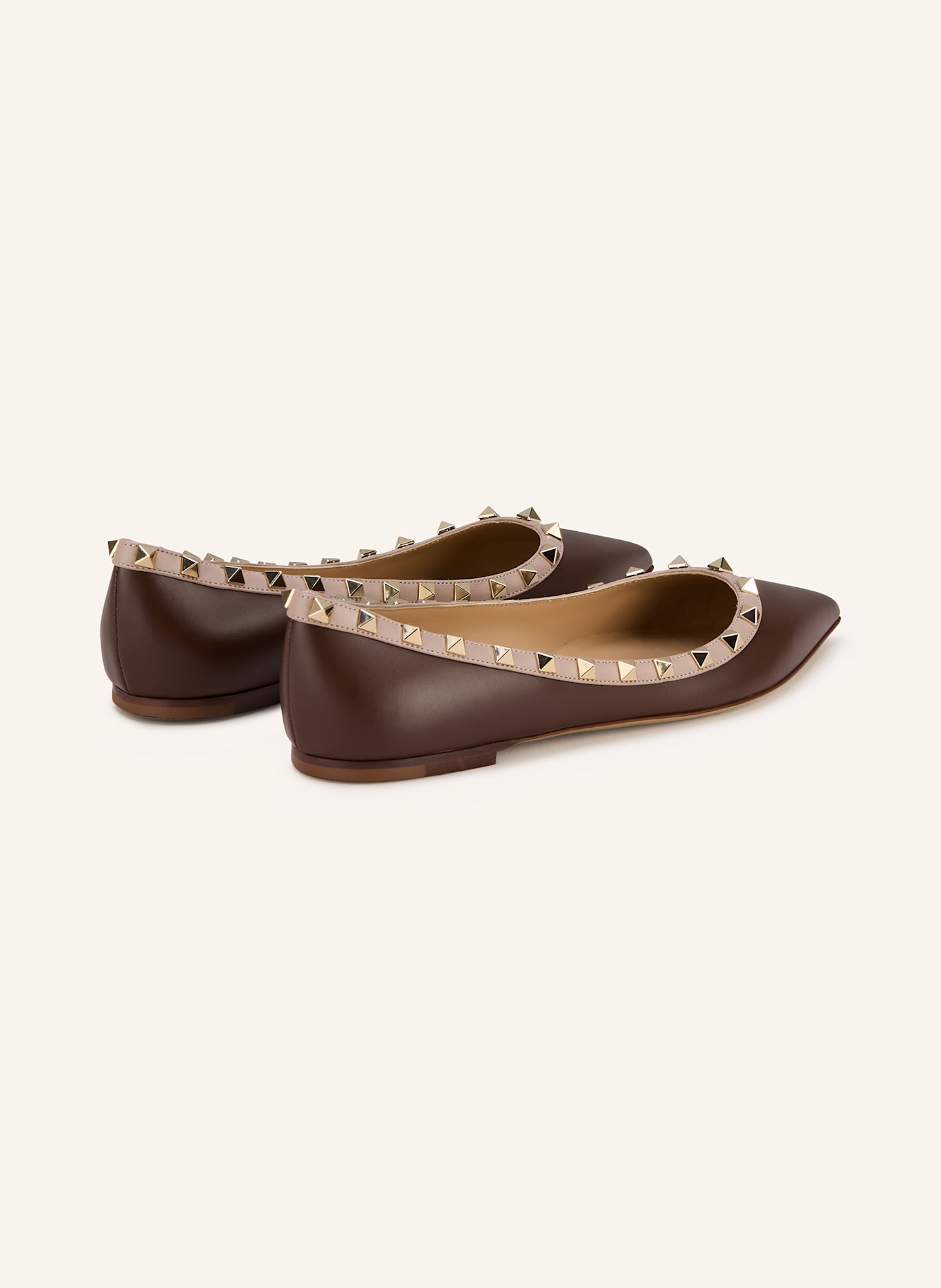 VALENTINO GARAVANI Ballerinas ROCKSTUD: DUNKELBRAUN / NUDE