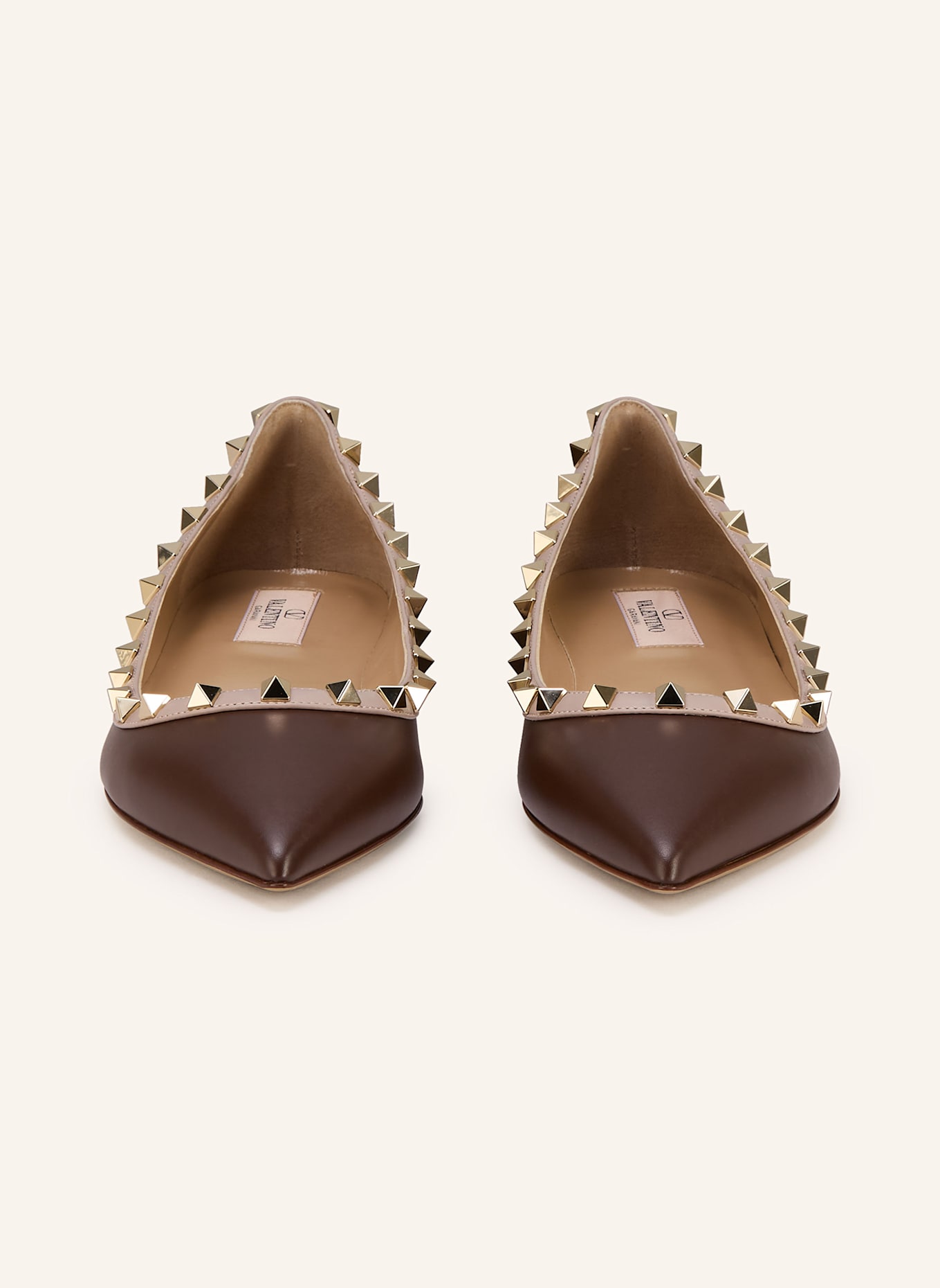 VALENTINO GARAVANI Ballerinas ROCKSTUD: DUNKELBRAUN / NUDE