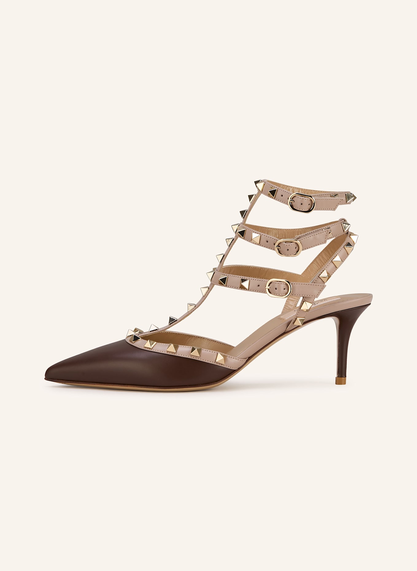 VALENTINO GARAVANI Slingpumps ROCKSTUD mit Nieten: DUNKELBRAUN/ NUDE