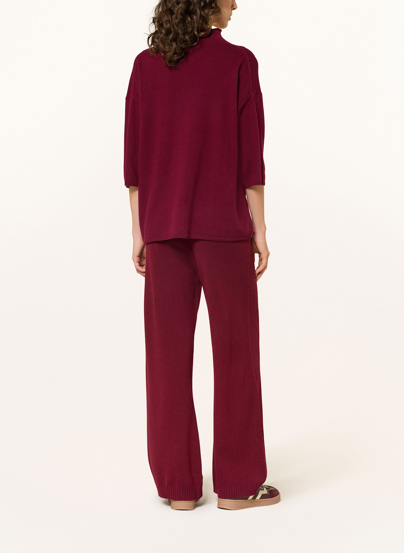 MRS & HUGS Strickshirt mit 3/4-Arm aus Cashmere: DUNKELROT