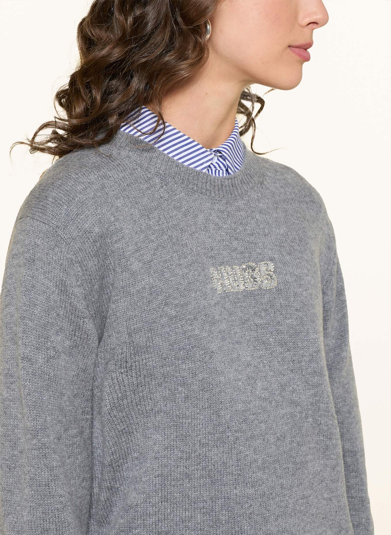 MRS & HUGS Pullover mit Pailletten: GRAU