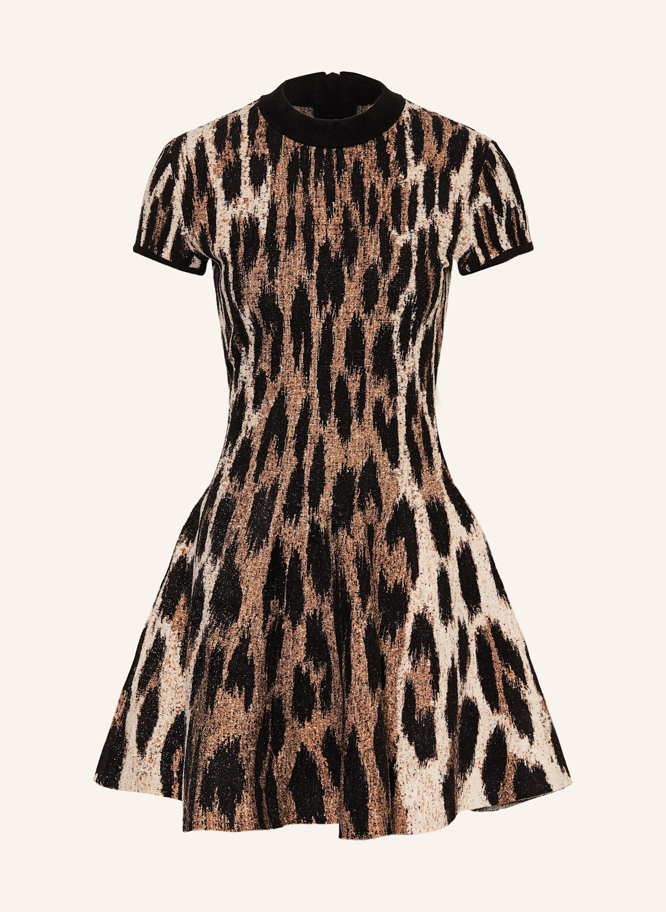 BALMAIN Strickkleid mit Glitzergarn: SCHWARZ / CREME / HELLBRAUN