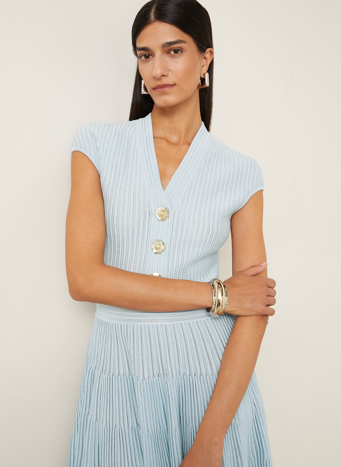 BALMAIN Strickkleid: HELLBLAU