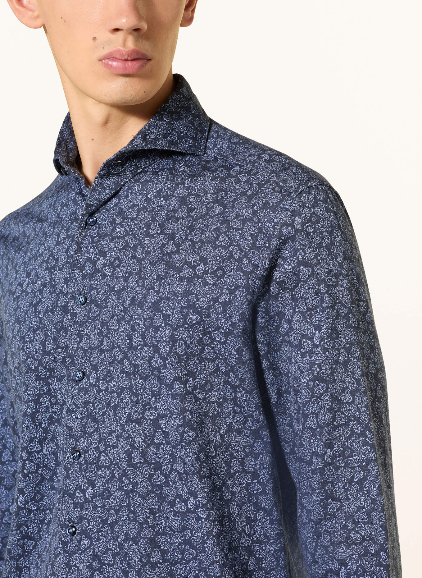 Stenströms Flanellhemd Slim Fit: DUNKELBLAU / BLAU