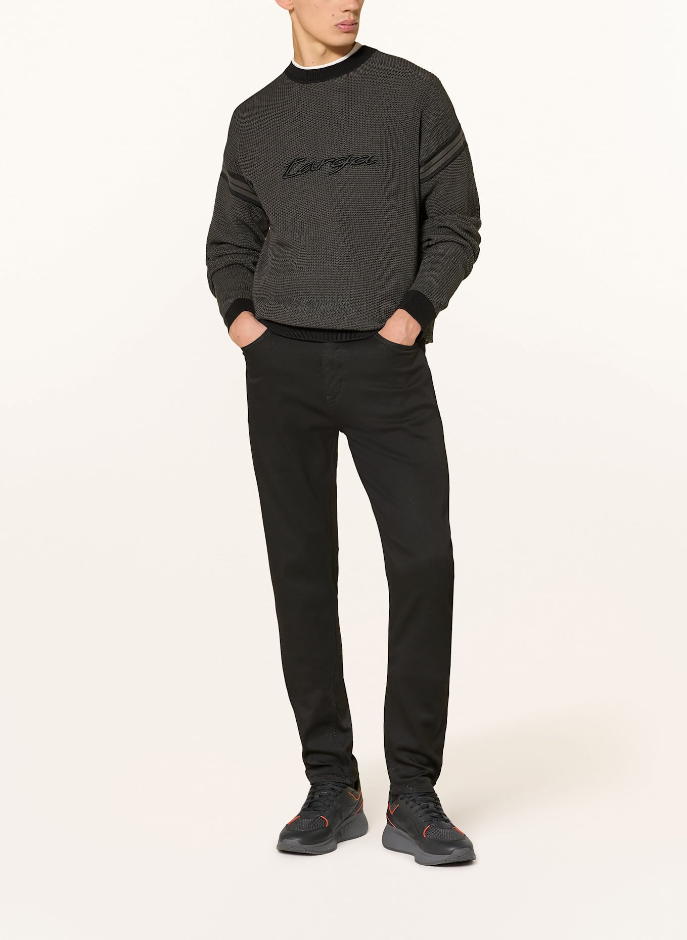 BOSS Pullover IMONTI: DUNKELGRAU / SCHWARZ