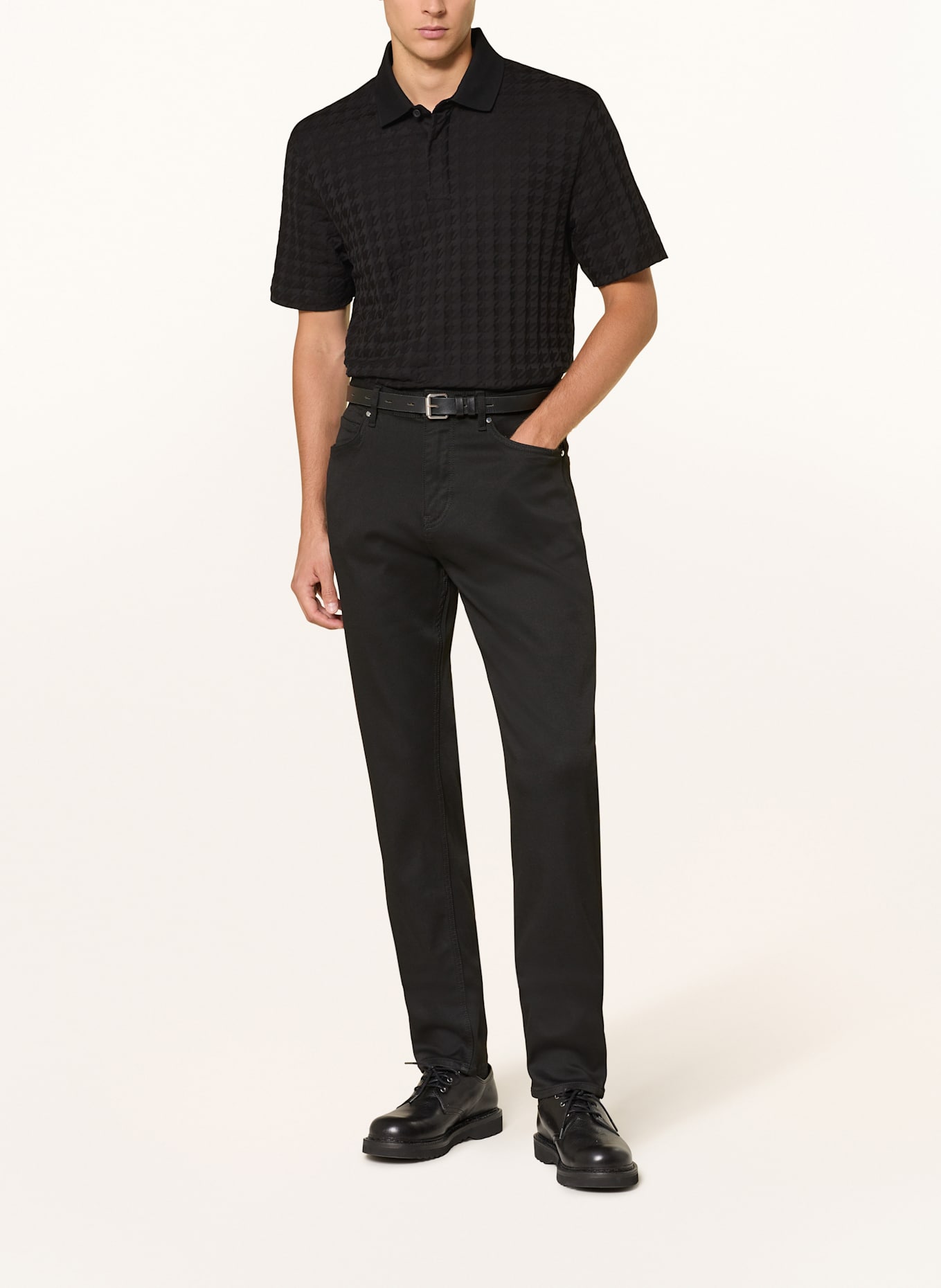 BOSS Strick-Poloshirt: SCHWARZ