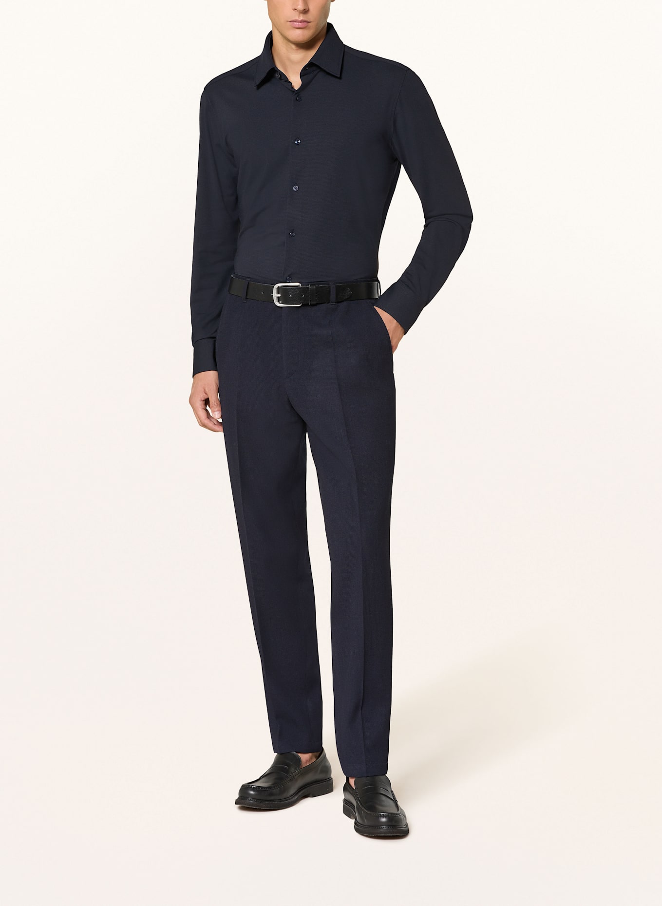 BOSS Jerseyhemd HANK Slim Fit: DUNKELBLAU