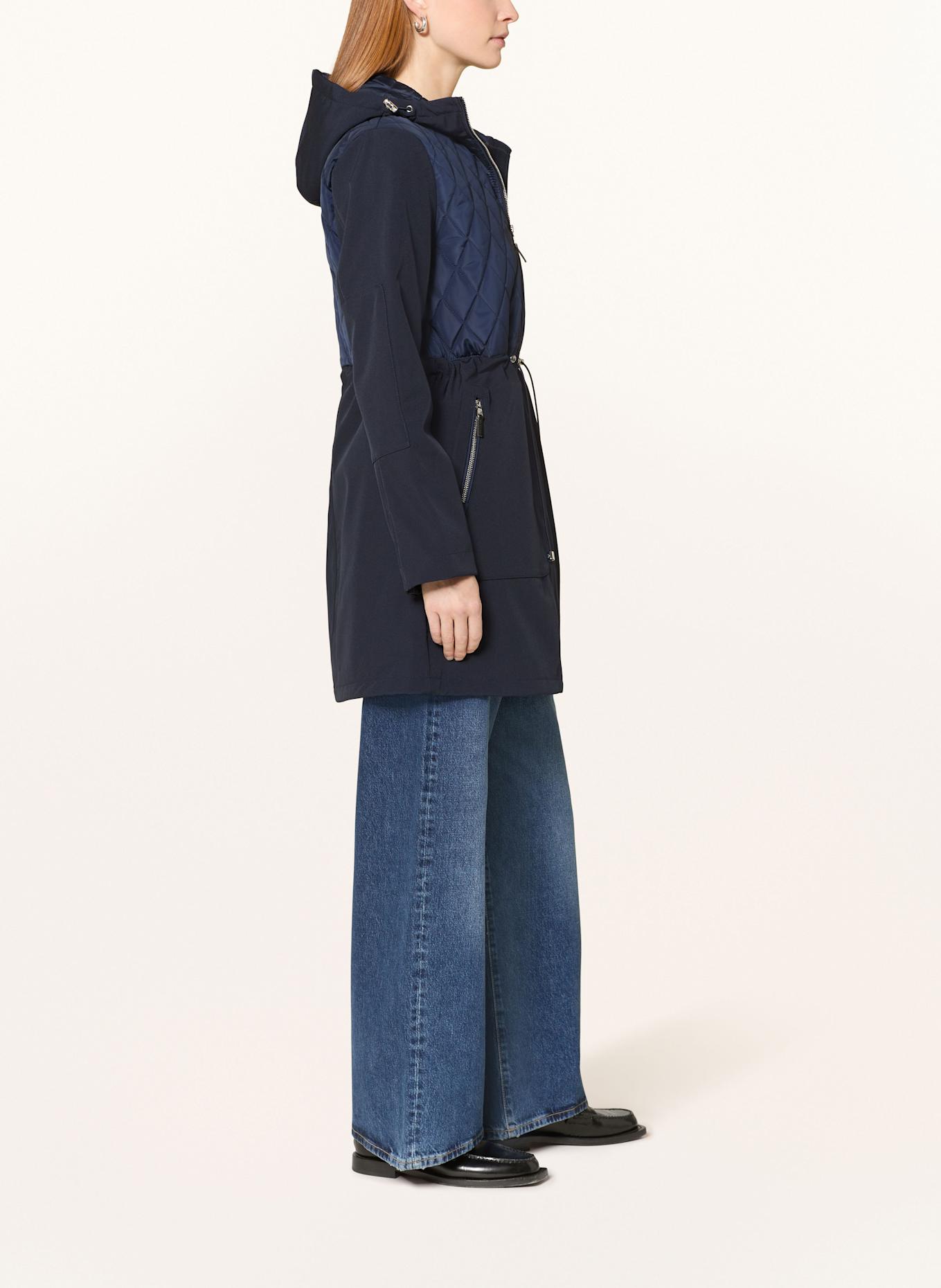 LAUREN RALPH LAUREN Steppmantel mit Materialmix: DUNKELBLAU