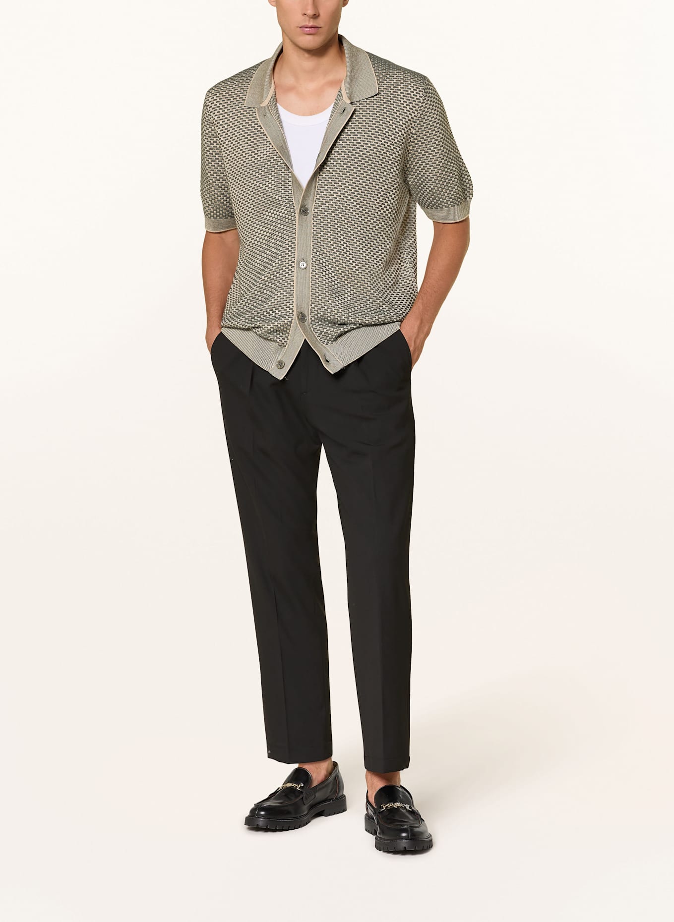 CINQUE Strickhemd CIJANNE Slim Fit: DUNKELGRÜN/ HELLGRÜN