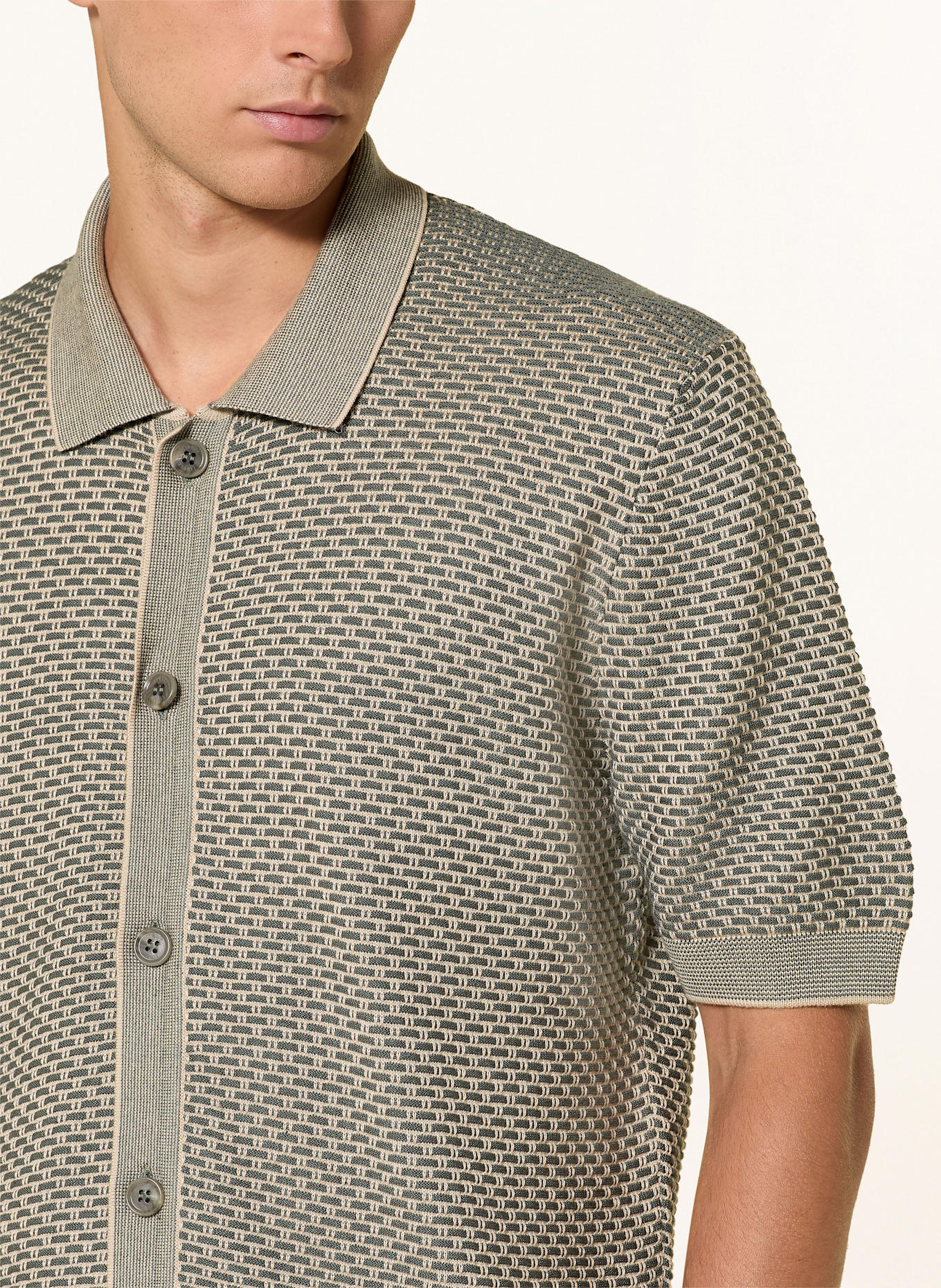 CINQUE Strickhemd CIJANNE Slim Fit: DUNKELGRÜN/ HELLGRÜN