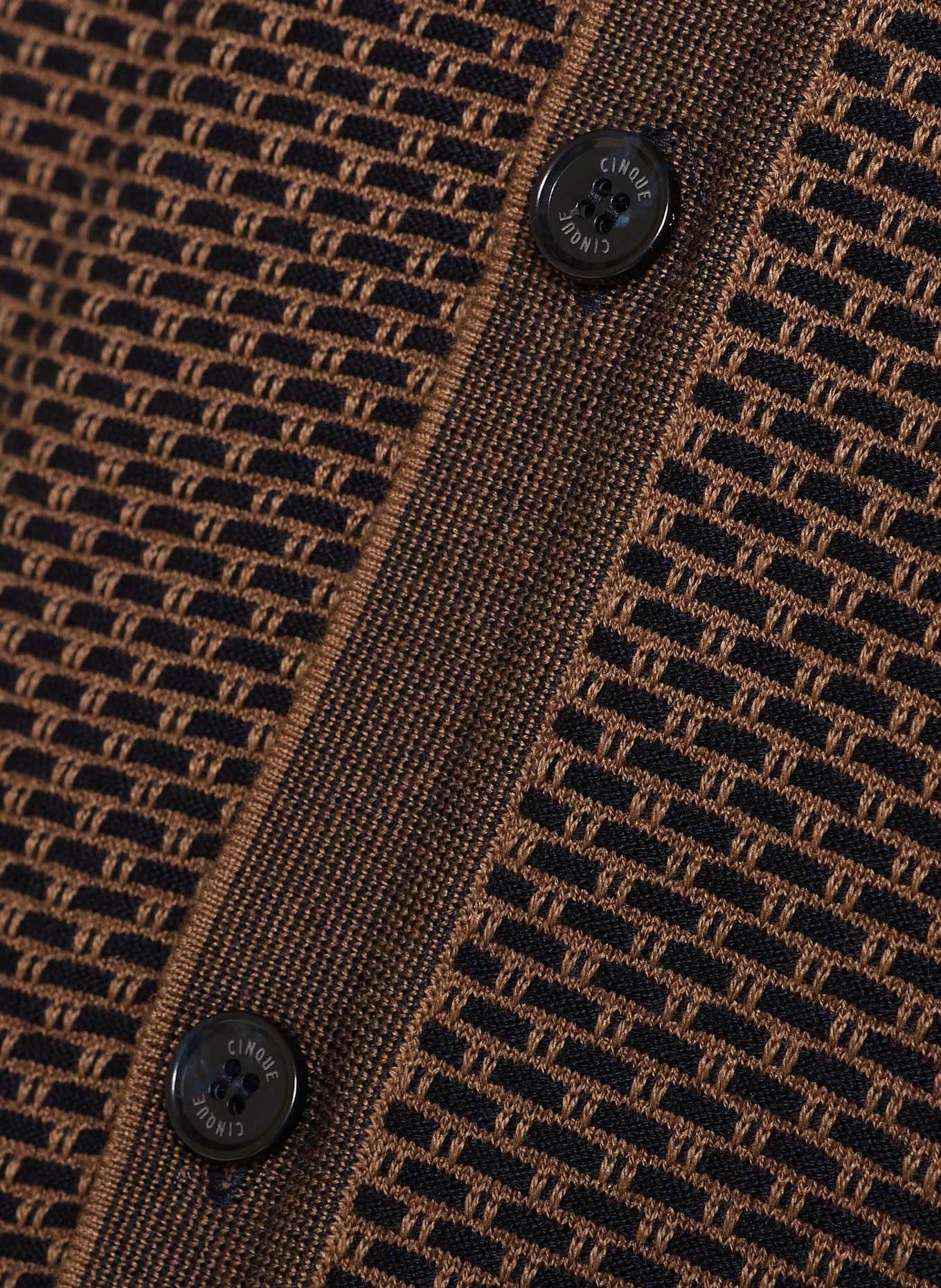 CINQUE Strickhemd CIJANNE Slim Fit: DUNKELBLAU/ BRAUN