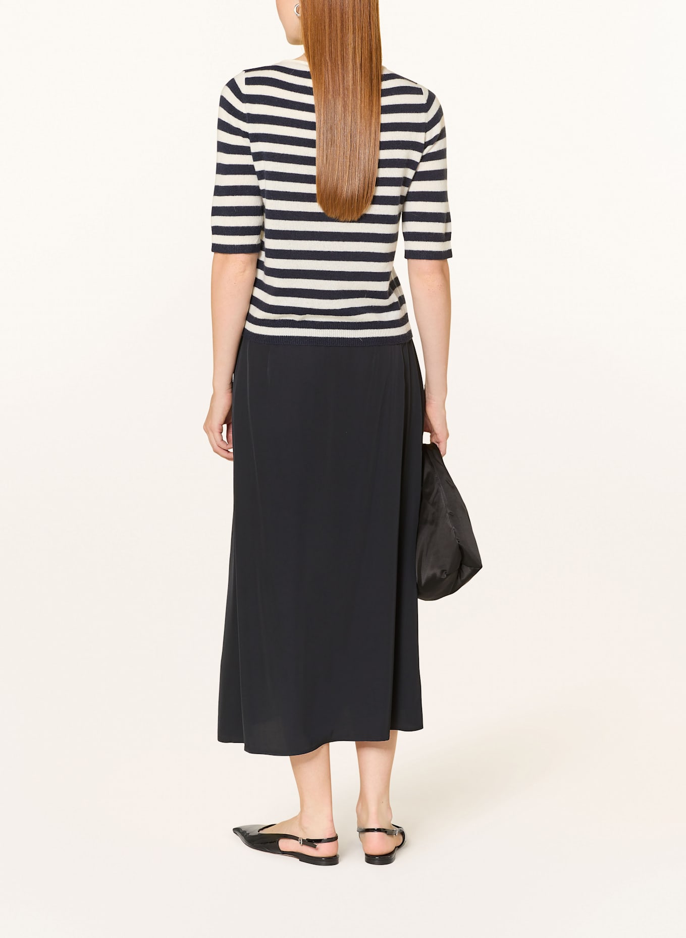 MARELLA Strickshirt mit 3/4-Arm aus Cashmere: DUNKELBLAU / WEISS