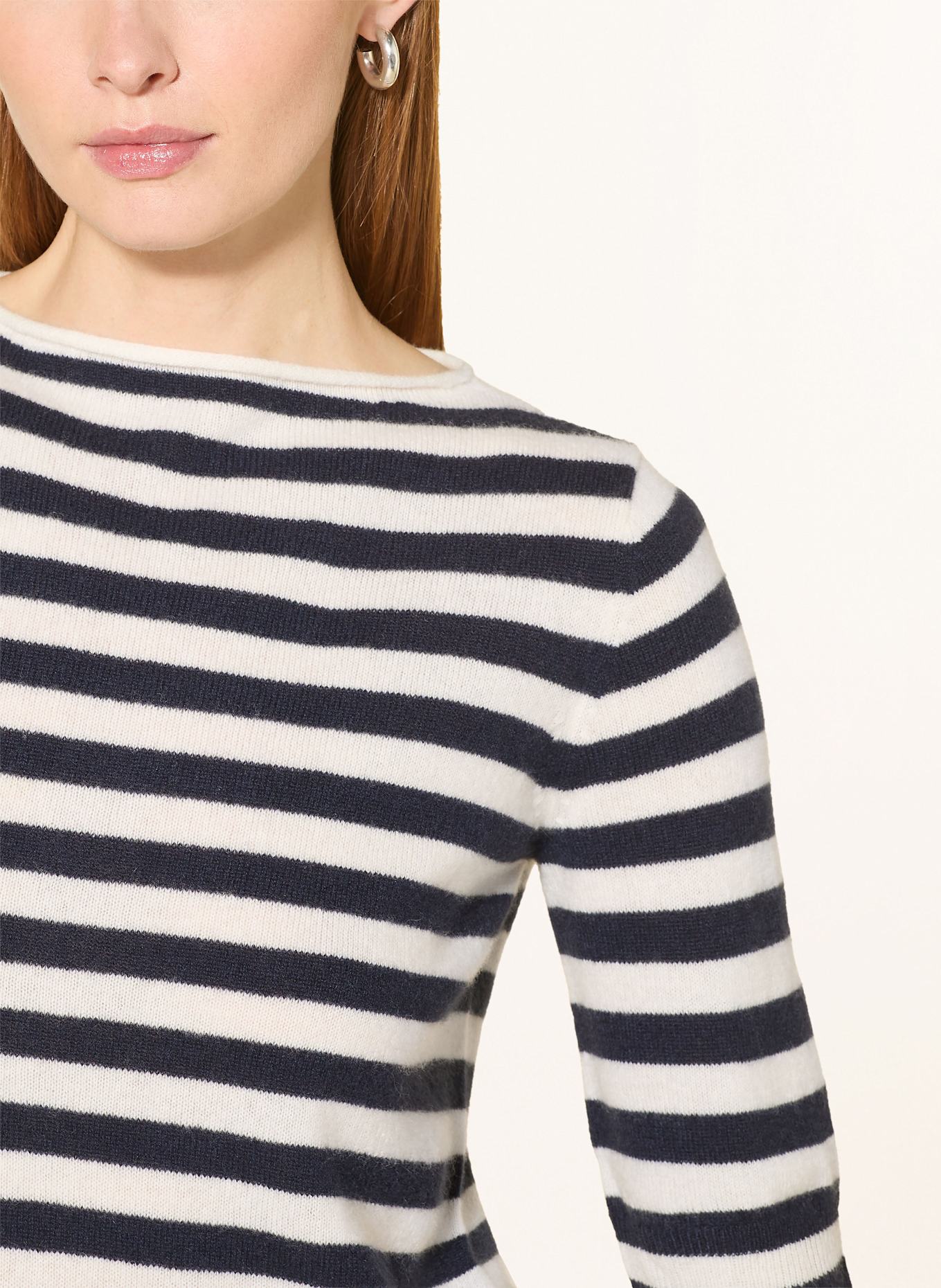 MARELLA Strickshirt mit 3/4-Arm aus Cashmere: DUNKELBLAU / WEISS