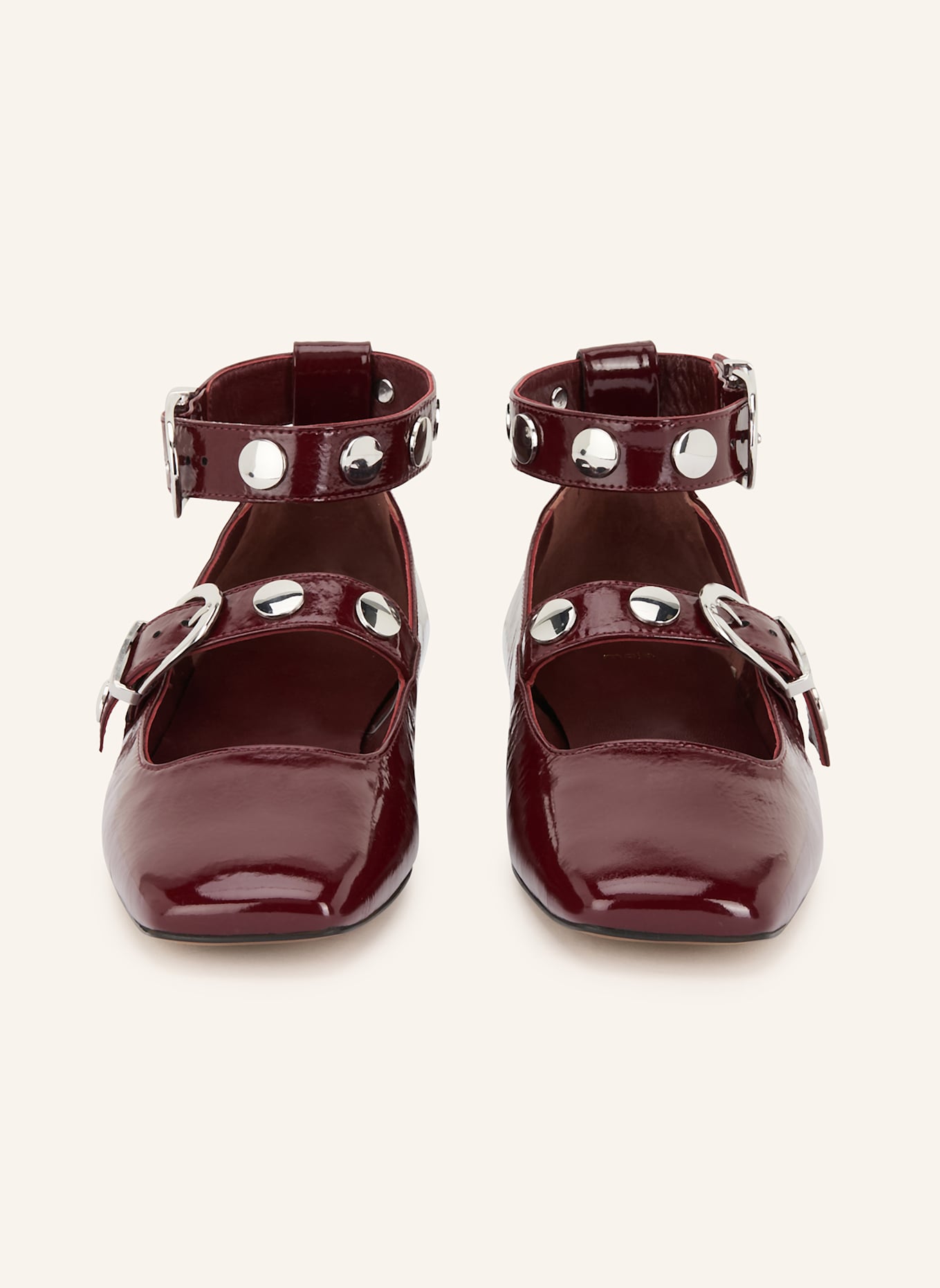 maje Mary-Jane-Ballerinas: DUNKELROT