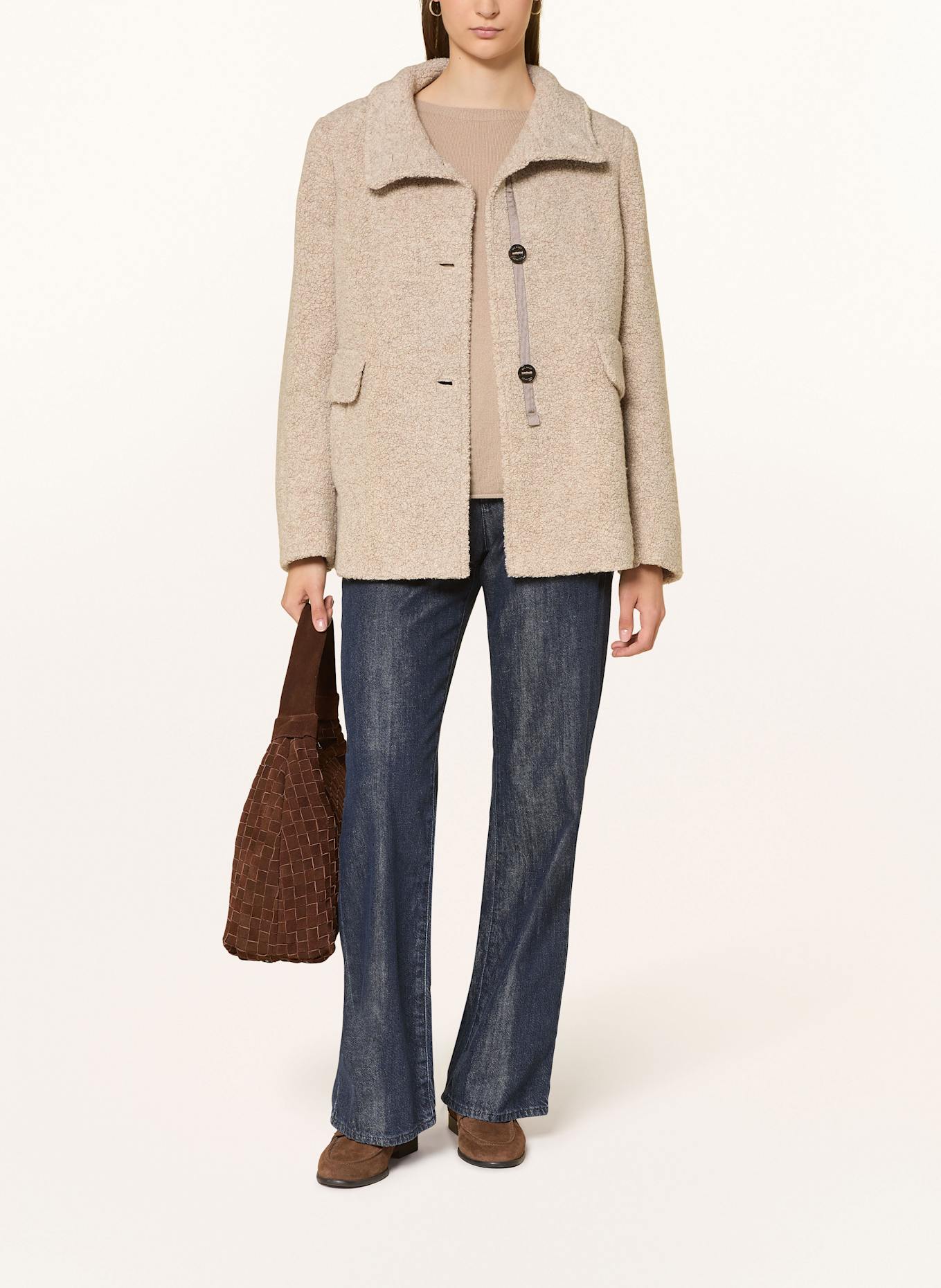 GIL BRET Kastenjacke aus Teddyfell: BEIGE