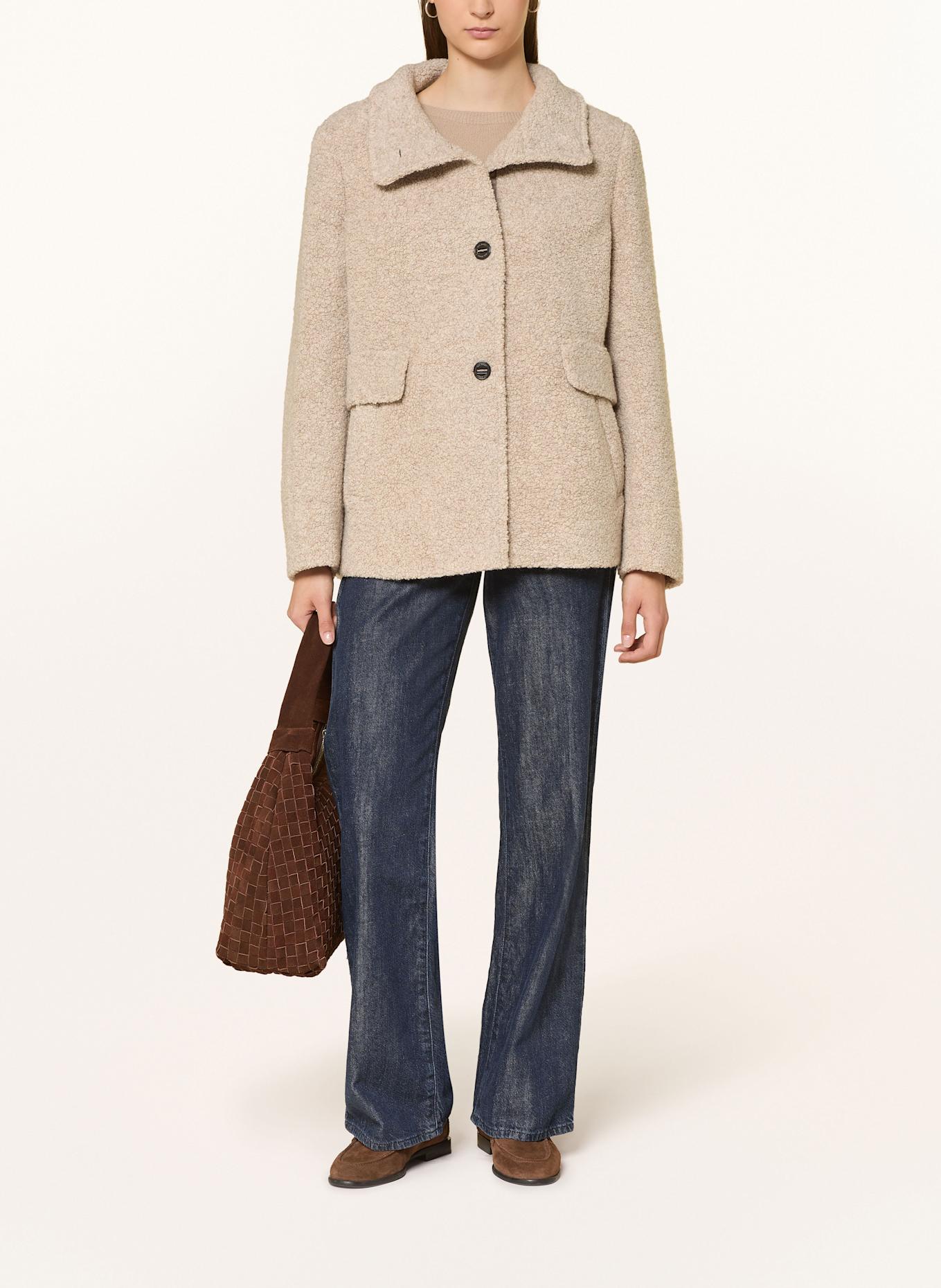 GIL BRET Kastenjacke aus Teddyfell: BEIGE