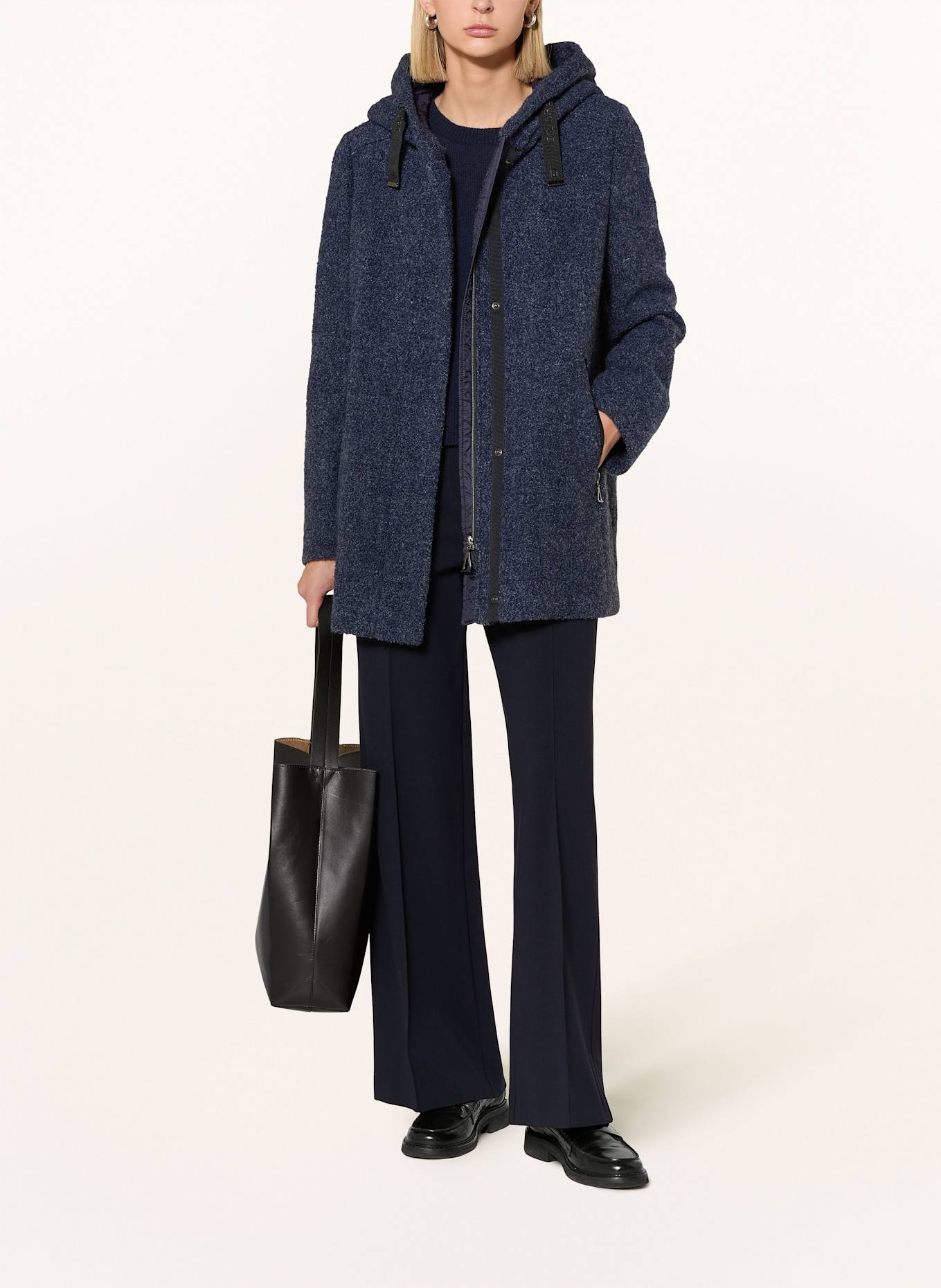 GIL BRET Bouclé-Mantel: DUNKELBLAU