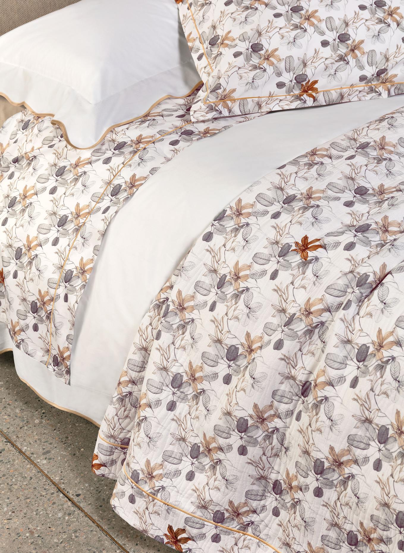 FAZZINI Bettbezug PALAZZINA LIBERTY zum Wenden: WEISS / GRAU / HELLBRAUN