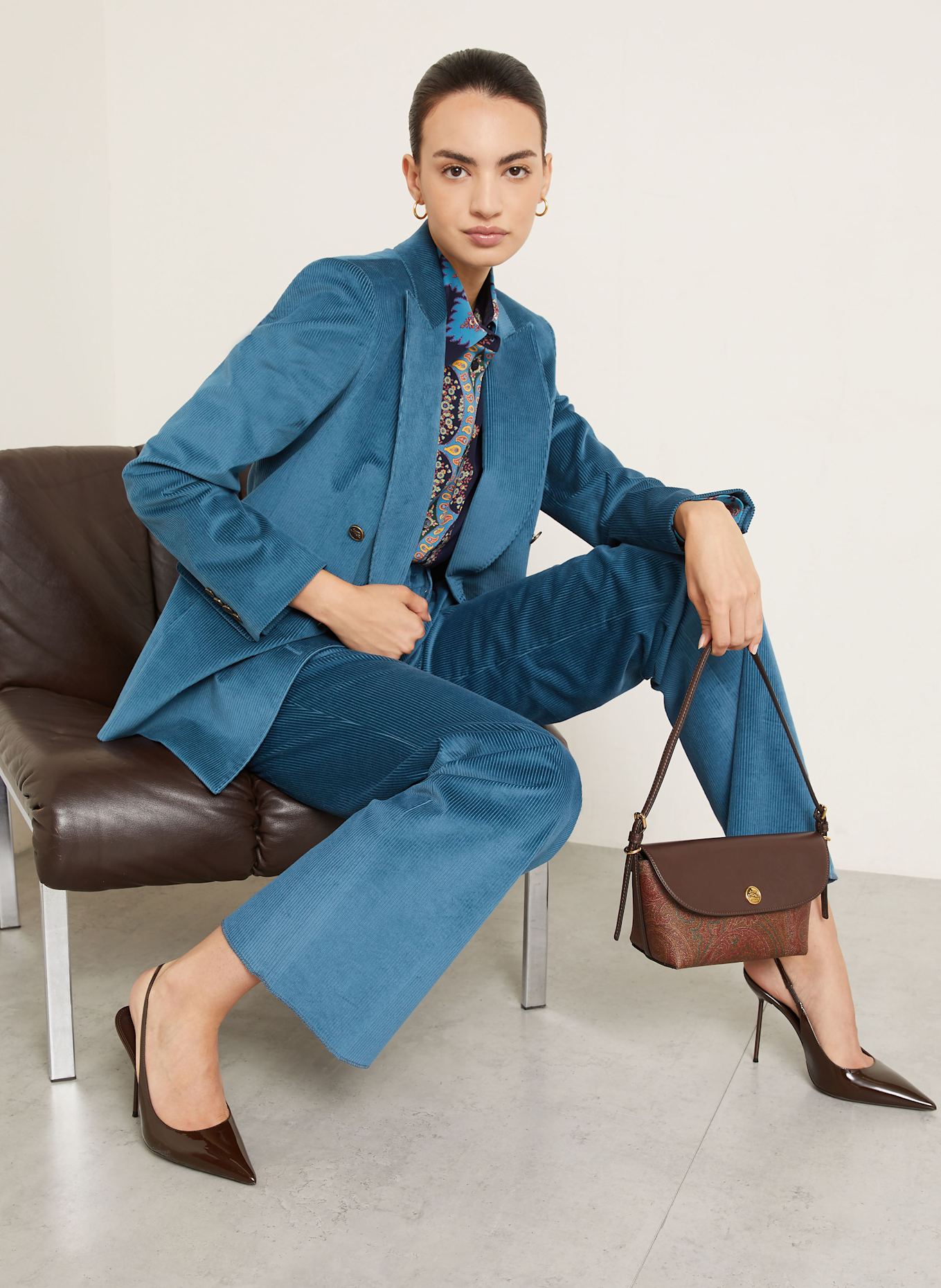 ETRO Blezer ze sztruksu: NIEBIESKI