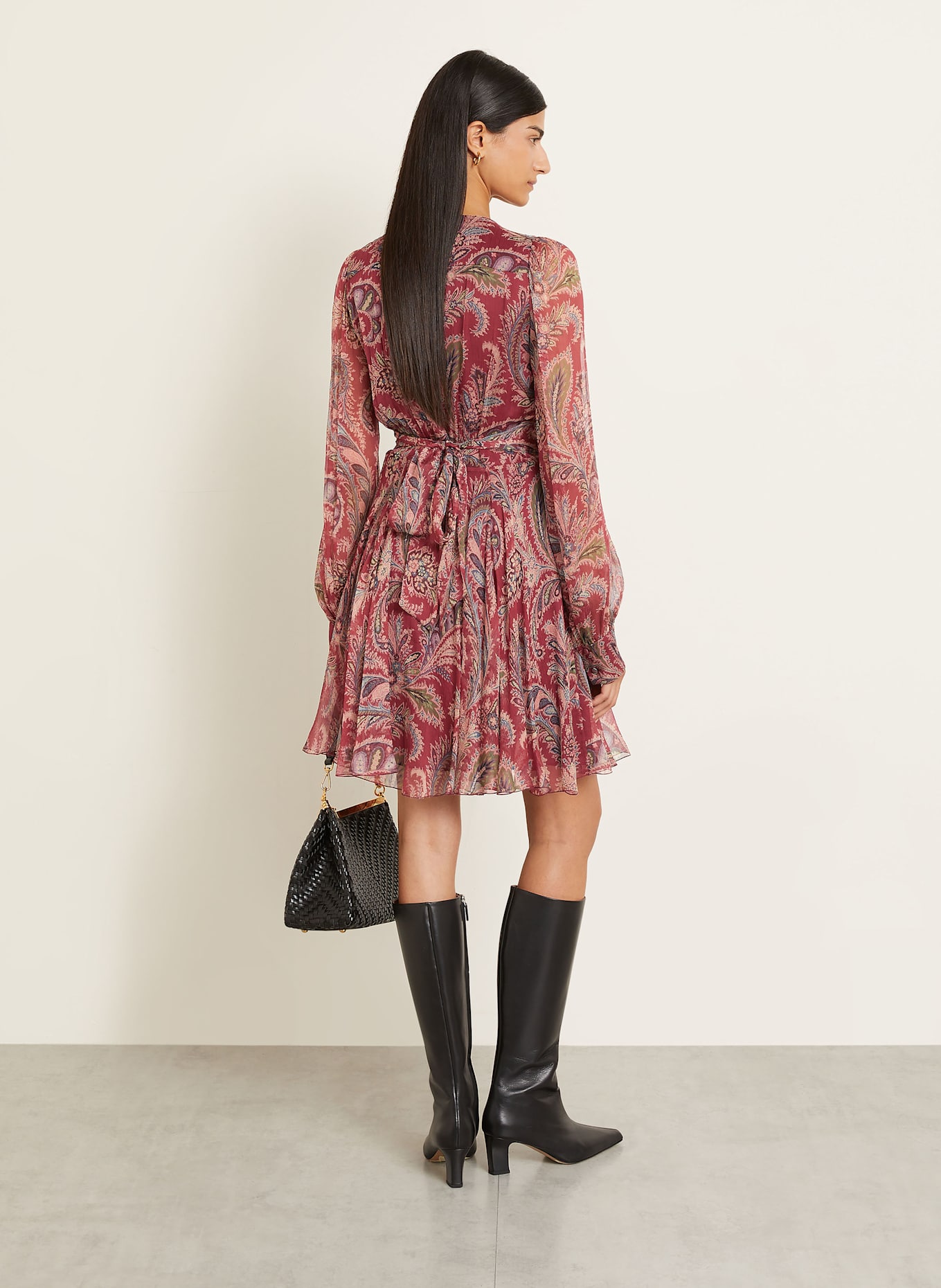 ETRO Seidenkleid: DUNKELROT / HELLLILA / OLIV