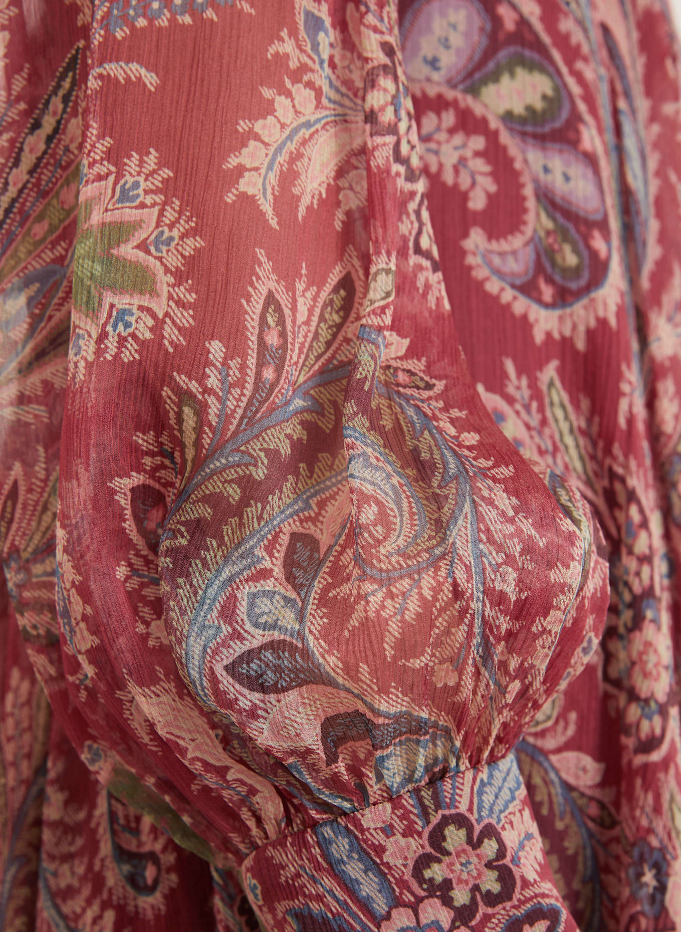 ETRO Seidenkleid: DUNKELROT / HELLLILA / OLIV