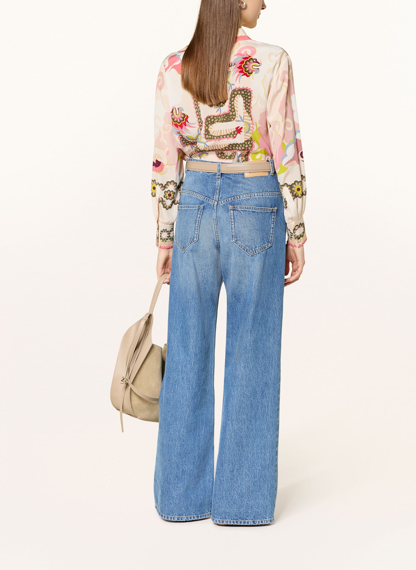 IVI collection Shirt blouse in silk: CREAM / PINK / OLIVE