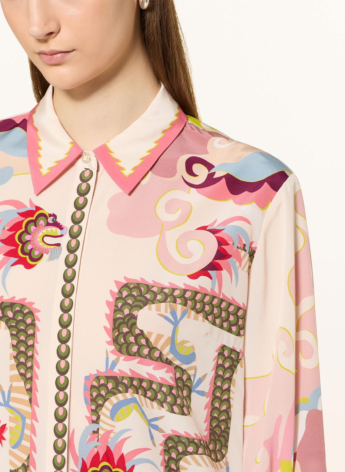 IVI collection Shirt blouse in silk: CREAM / PINK / OLIVE