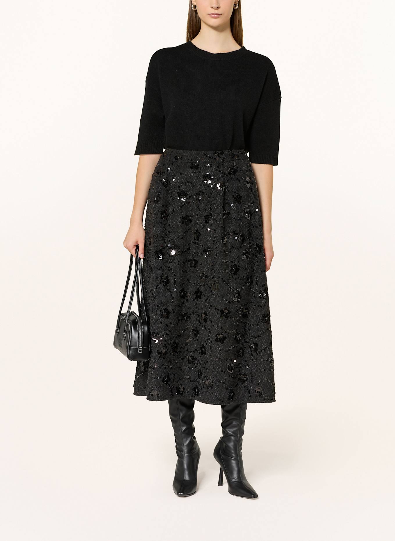 IVI collection Tweed-Rock mit Pailletten: SCHWARZ