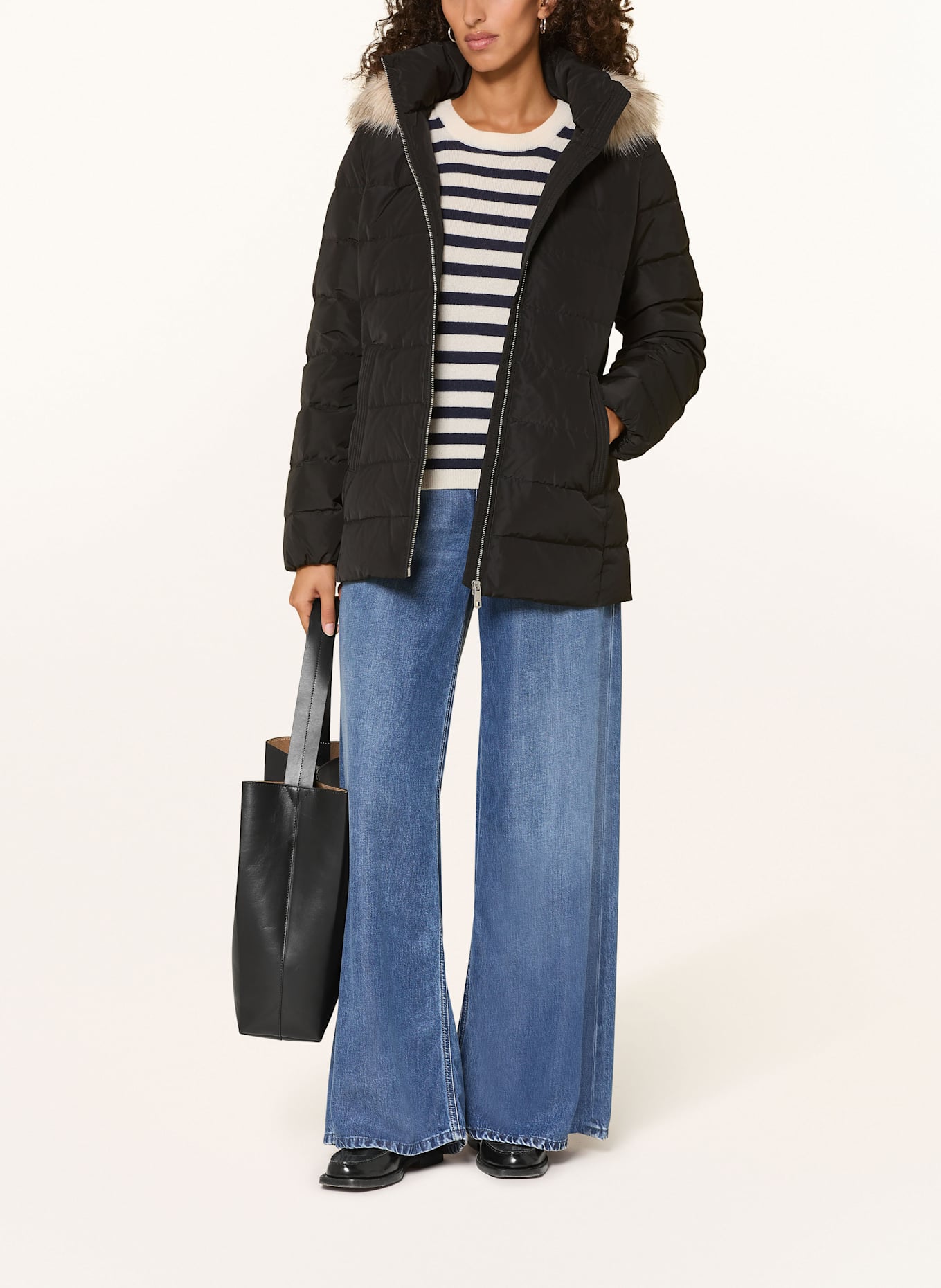 TOMMY HILFIGER Daunenjacke mit abnehmbarem Kunstpelz: SCHWARZ