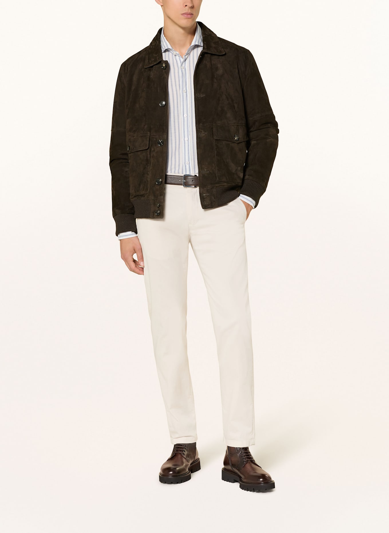 windsor. MANFREDO leather jacket: DARK BROWN