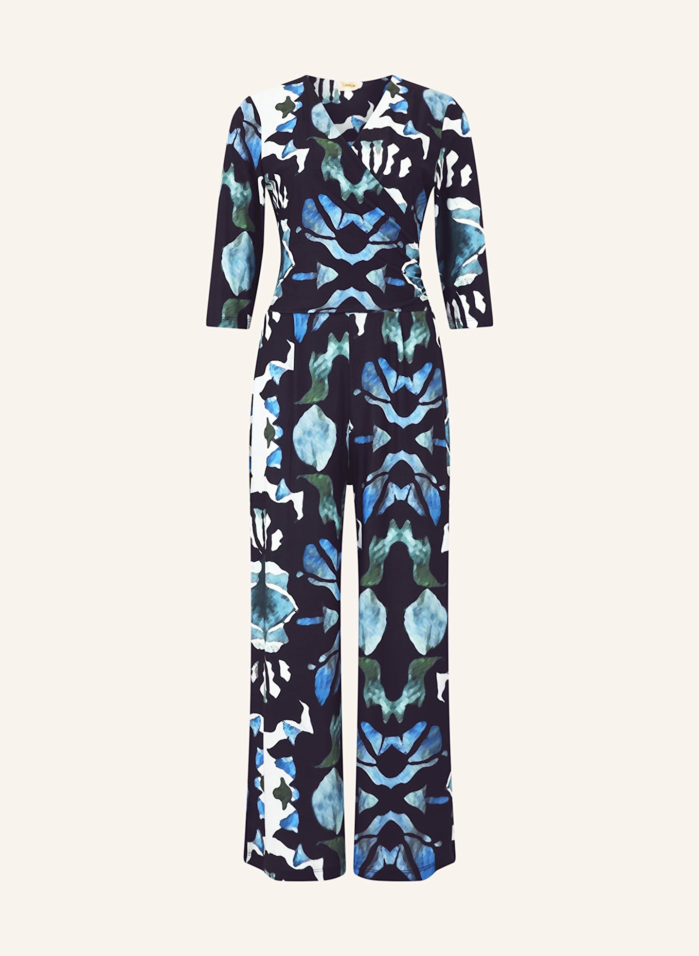 CARTOON Jumpsuit with 3/4 sleeves: CREAM/ TEAL/ DARK BLUE