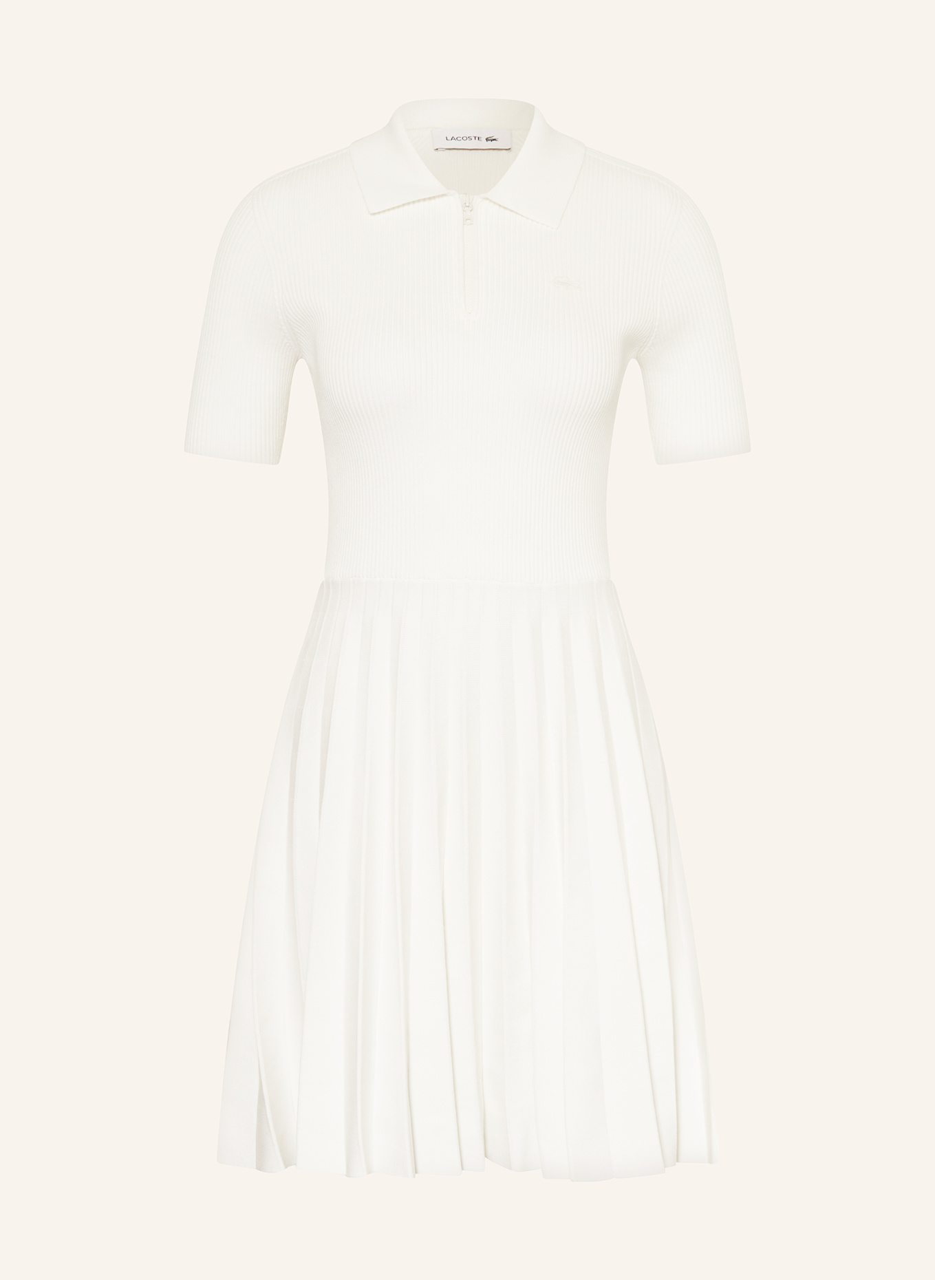 LACOSTE Sukienka z dzianiny z plisami: ECRU