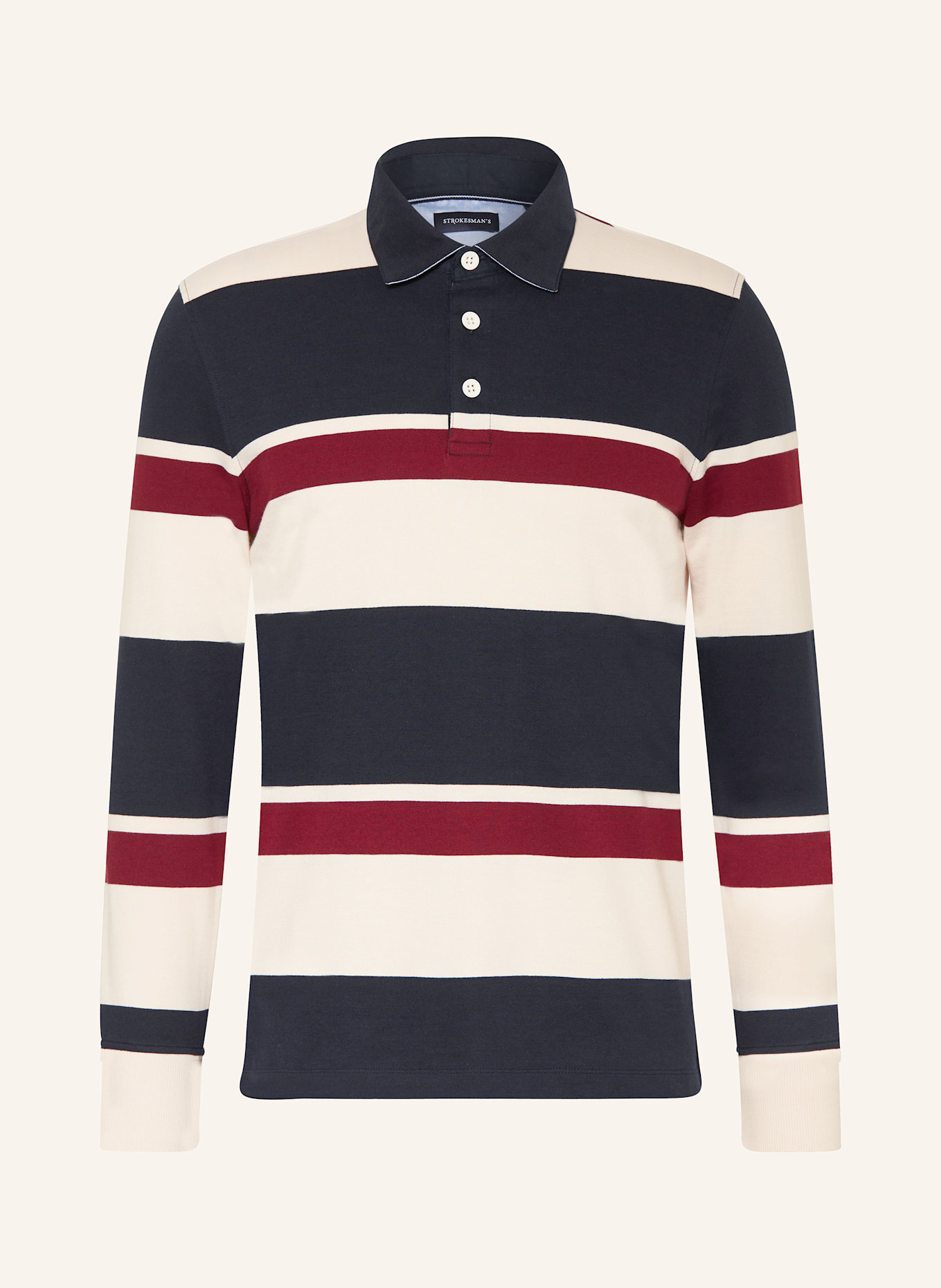 STROKESMAN'S Rugbyshirt: ECRU / DUNKELBLAU / DUNKELROT