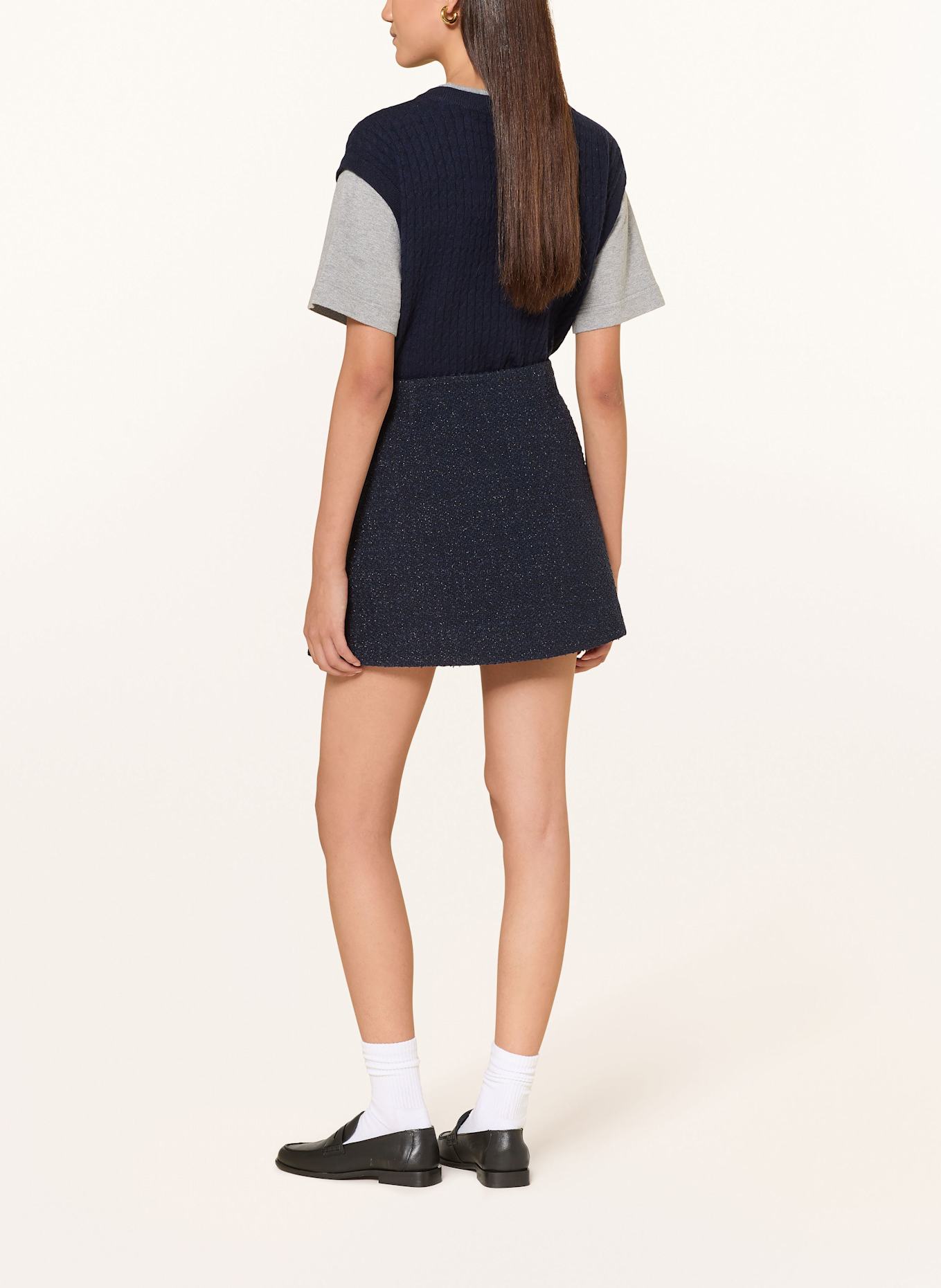 PINKO Tweed-Rock FANTASIA mit Glitzergarn: DUNKELBLAU