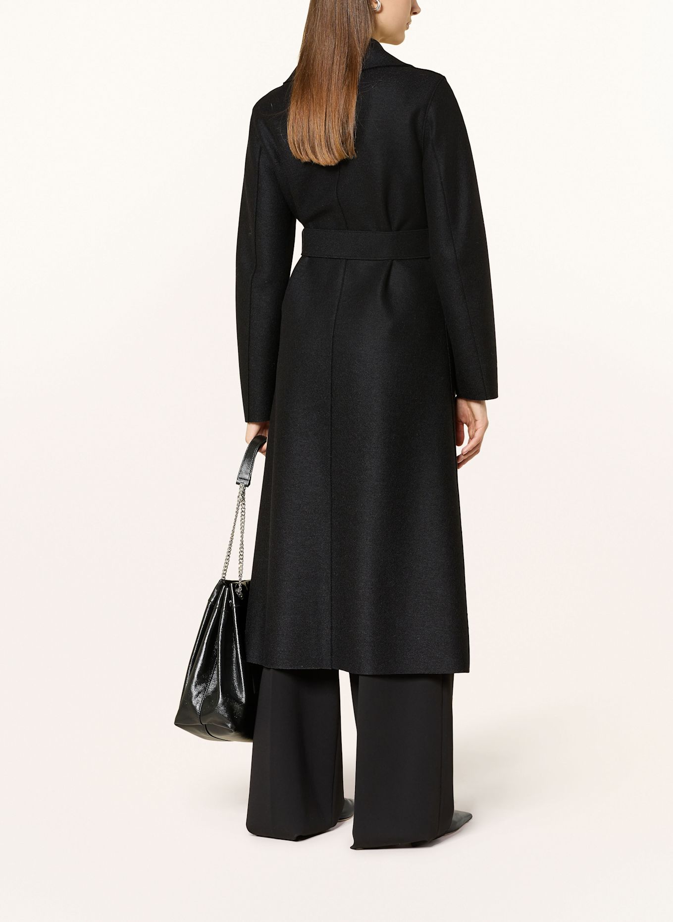 コート Harris Wharf London FW25 BELTED LONG COAT (AA1192 MLK199) Harris Wharf London Belted open-front Trench Coat | Black