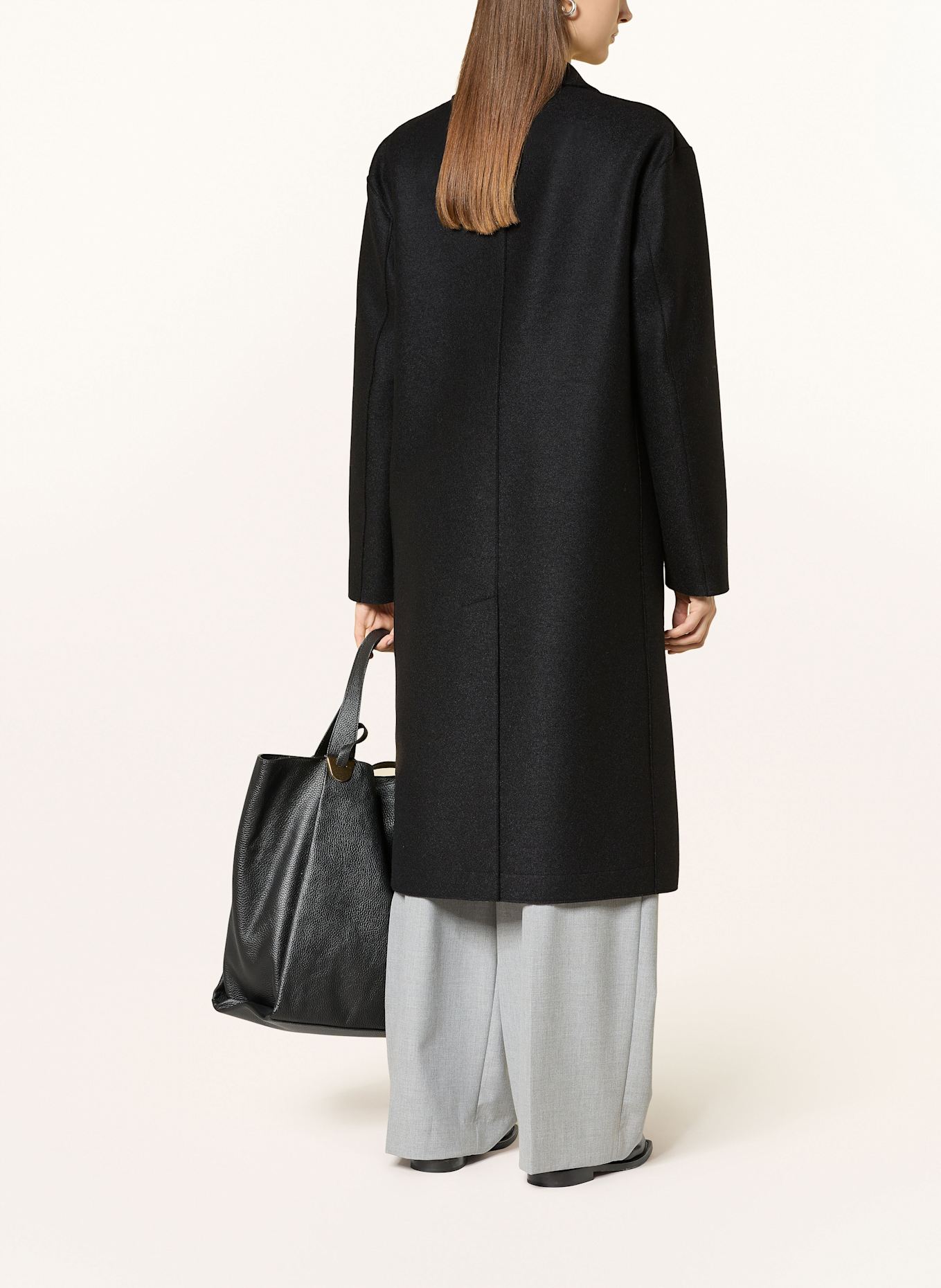 HARRIS WHARF LONDON Vlněný kabát: ČERNÁ