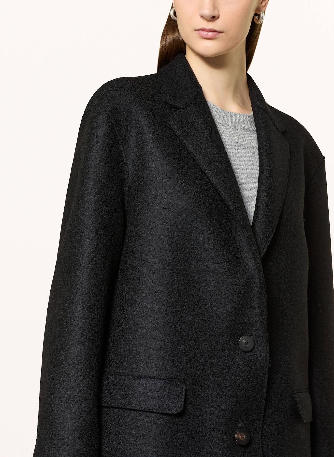 HARRIS WHARF LONDON Vlněný kabát: ČERNÁ